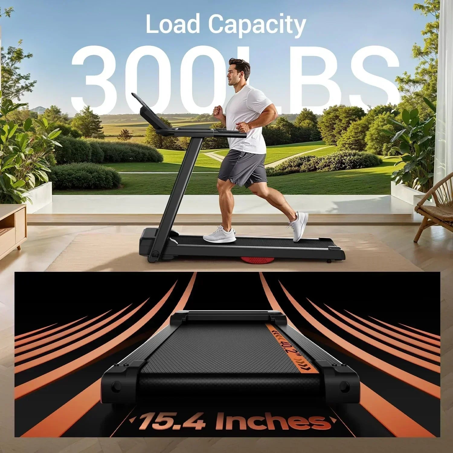 Home Treadmill 15% Incline Treadmill 3.0 hp Quiet Brushless Dual Cushion System wourant