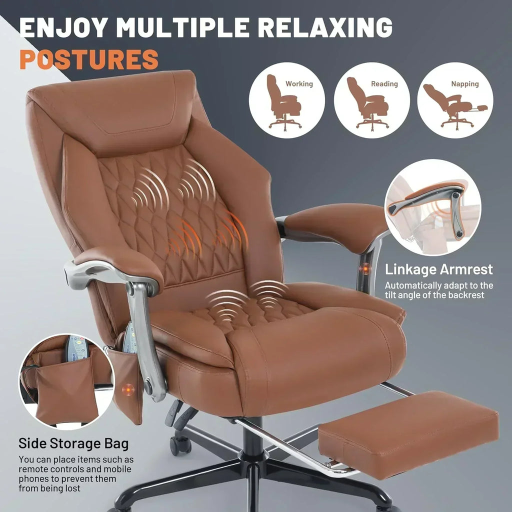 Massage Office Chair with Heating and Footrest Ergonomic Executive Reclining Office Chair wourant