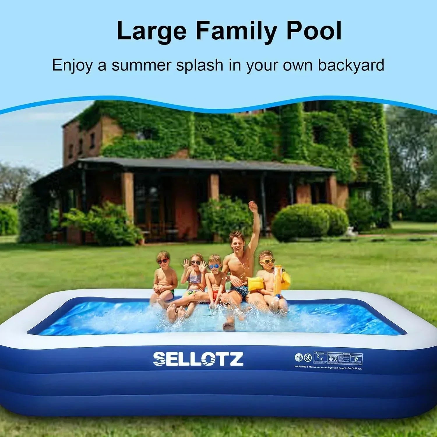 Inflatable Pool for Kids and Adults 120" X 72" X 22" Oversized Thickened Family Swimming Pool wourant