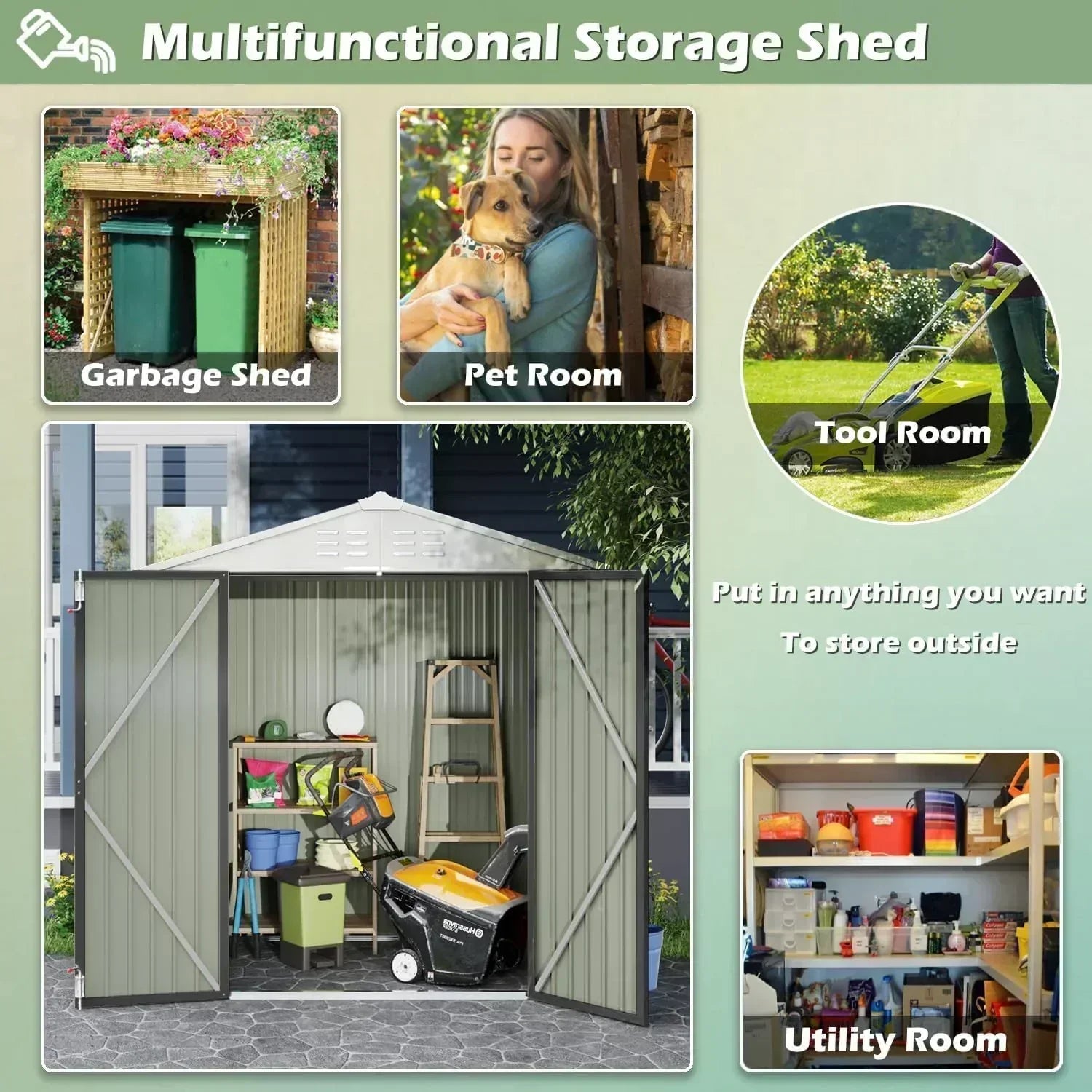 Devoko Outdoor Storage Shed Lockable Metal Garden Shed Steel Anti-Corrosion Storage House wourant