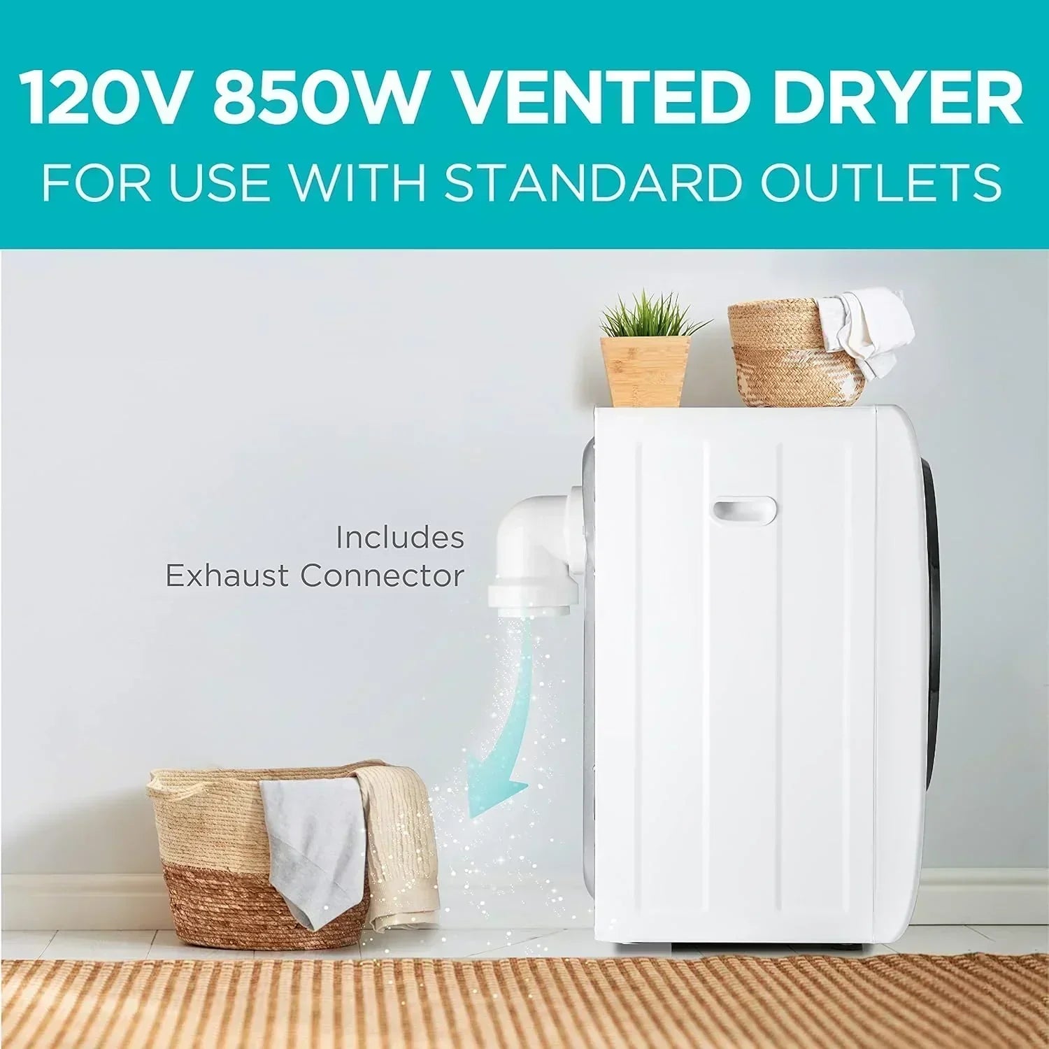 Compact Clothes Dryer 1.5 Cu. Ft. 850W Electric Dryer 120V Vented Dryer Stainless Steel Drum wourant