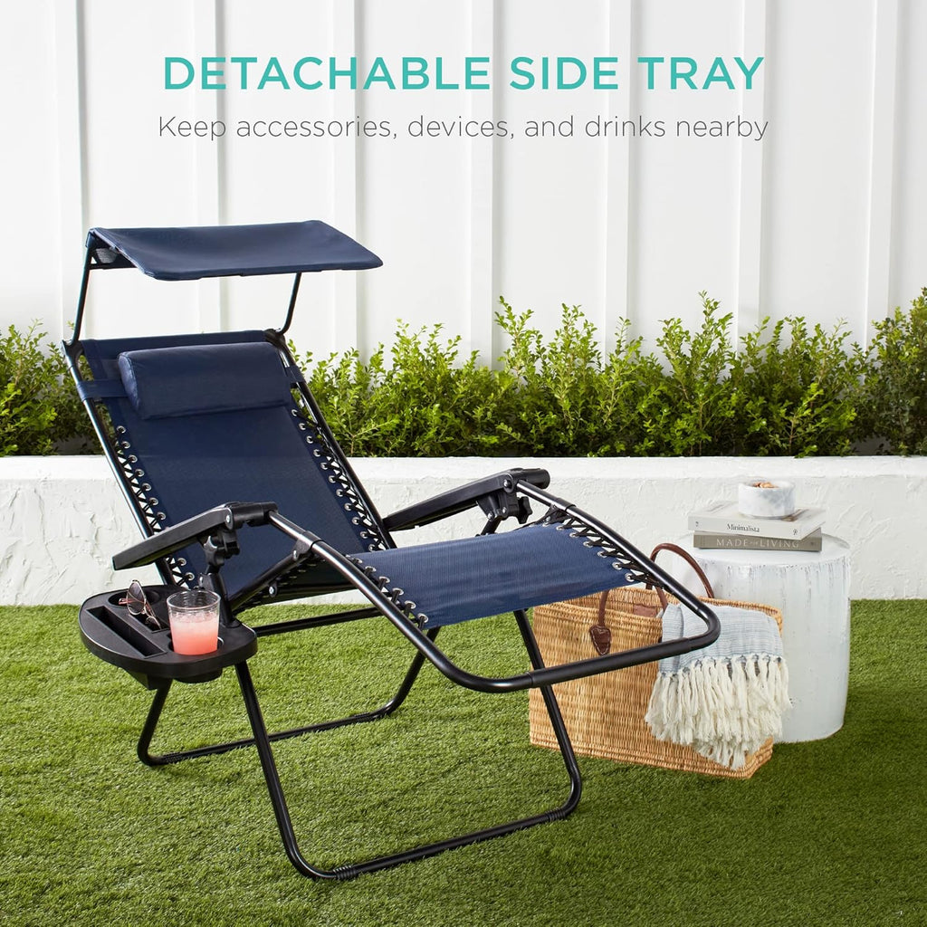 Best Choice Products Folding Zero Gravity Recliner Patio Lounge Chair Adjustable Canopy Shade wourant