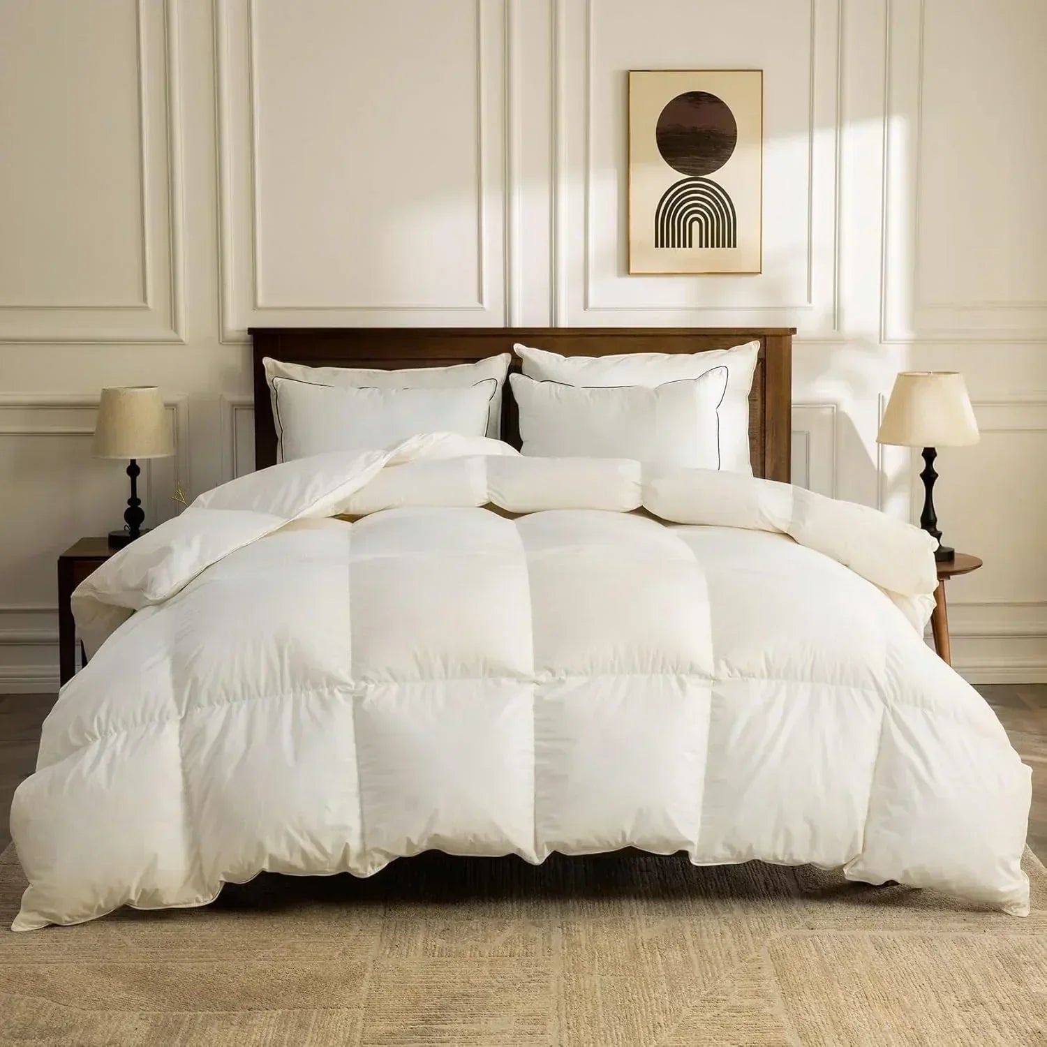 Organic down comforter queen size fluffy down core 100% cotton cover fluffy down filling wourant