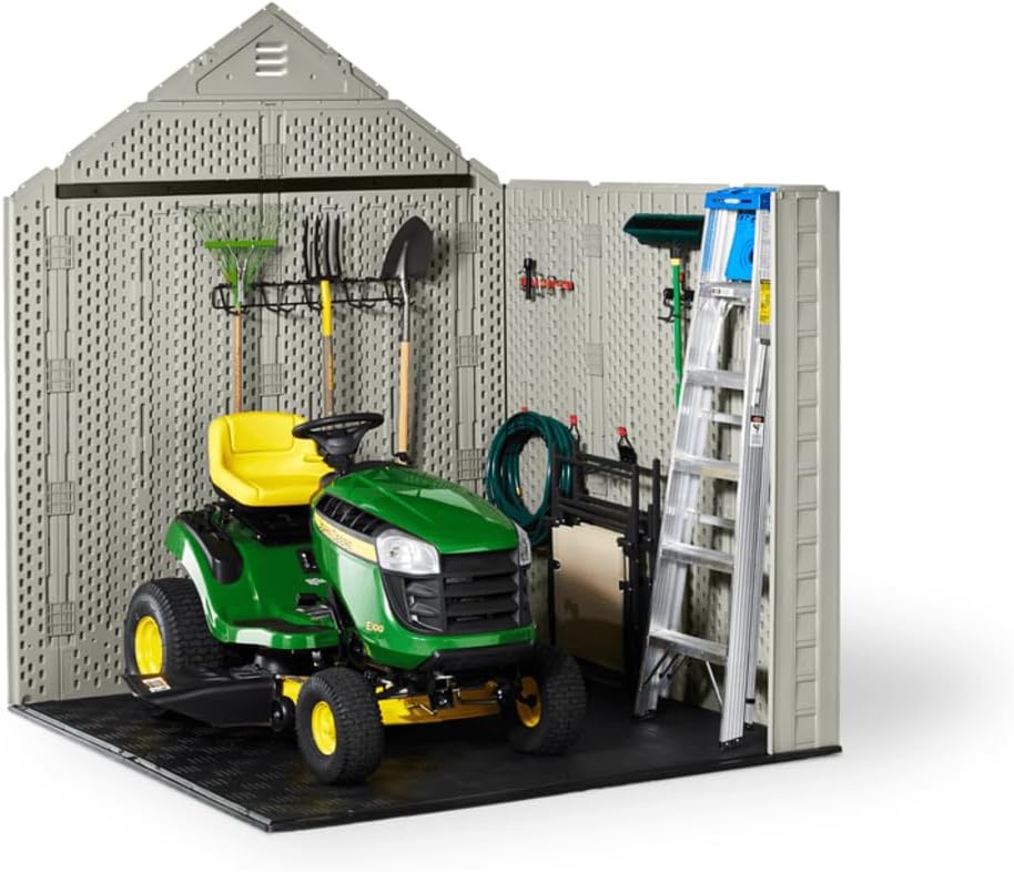 Rubbermaid Resin Outdoor Storage Shed With Floor Weather Resistant Gray Organization for Home wourant