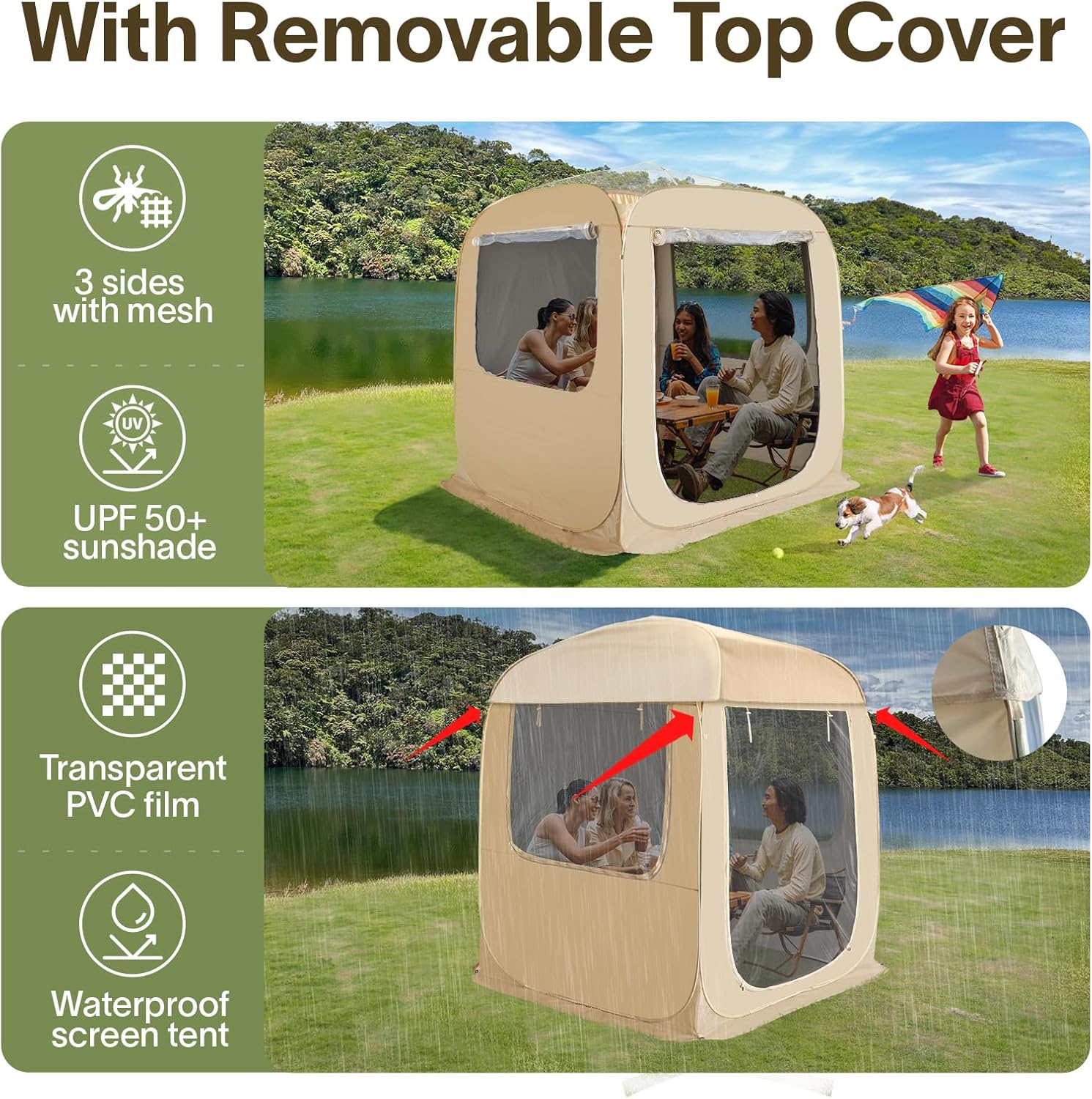 Screen gazebo sleeps 6-10-15 people Igloo-style canopy tent mosquito net on the sides Perfect wourant