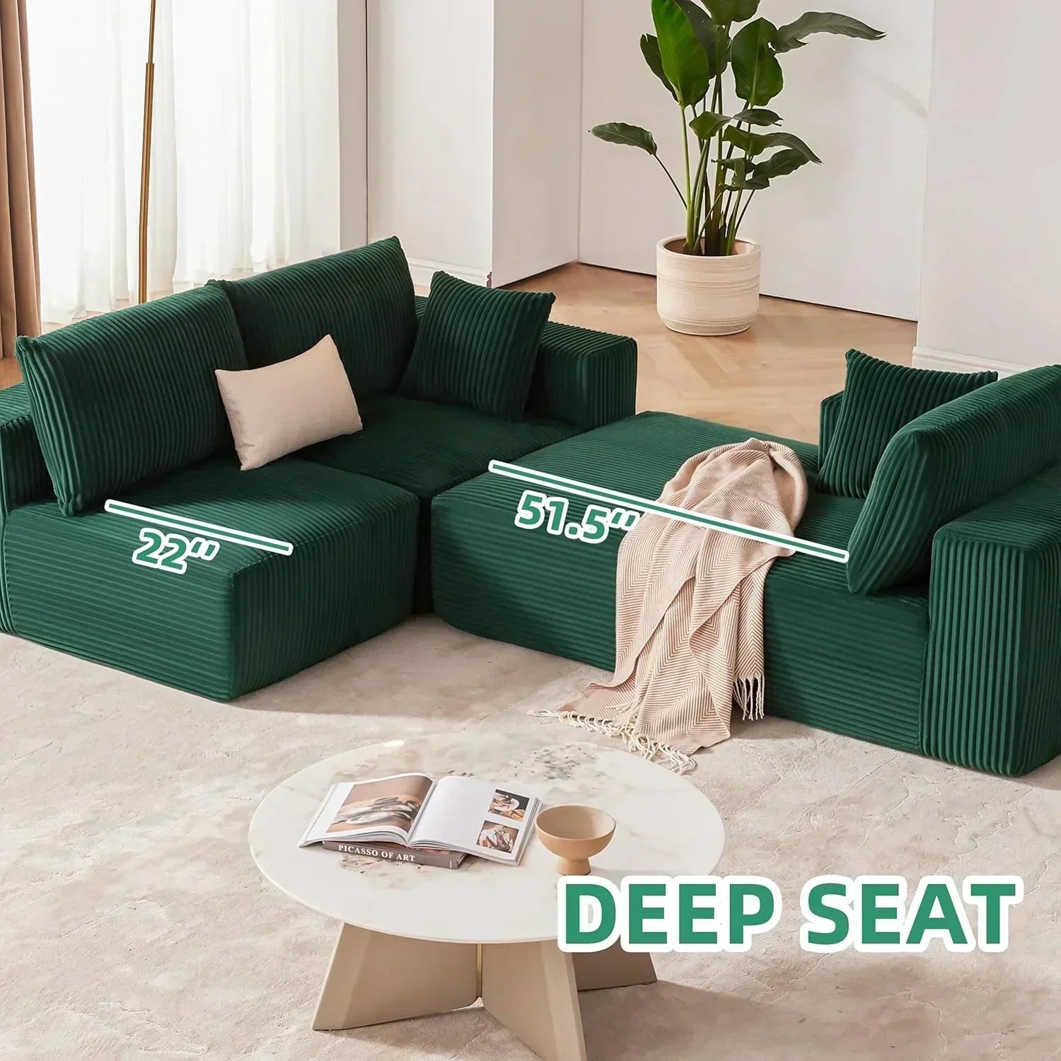 108-inch modular sofa cloud modular sofa with deep seat and reclining chair upholstered sofa wourant