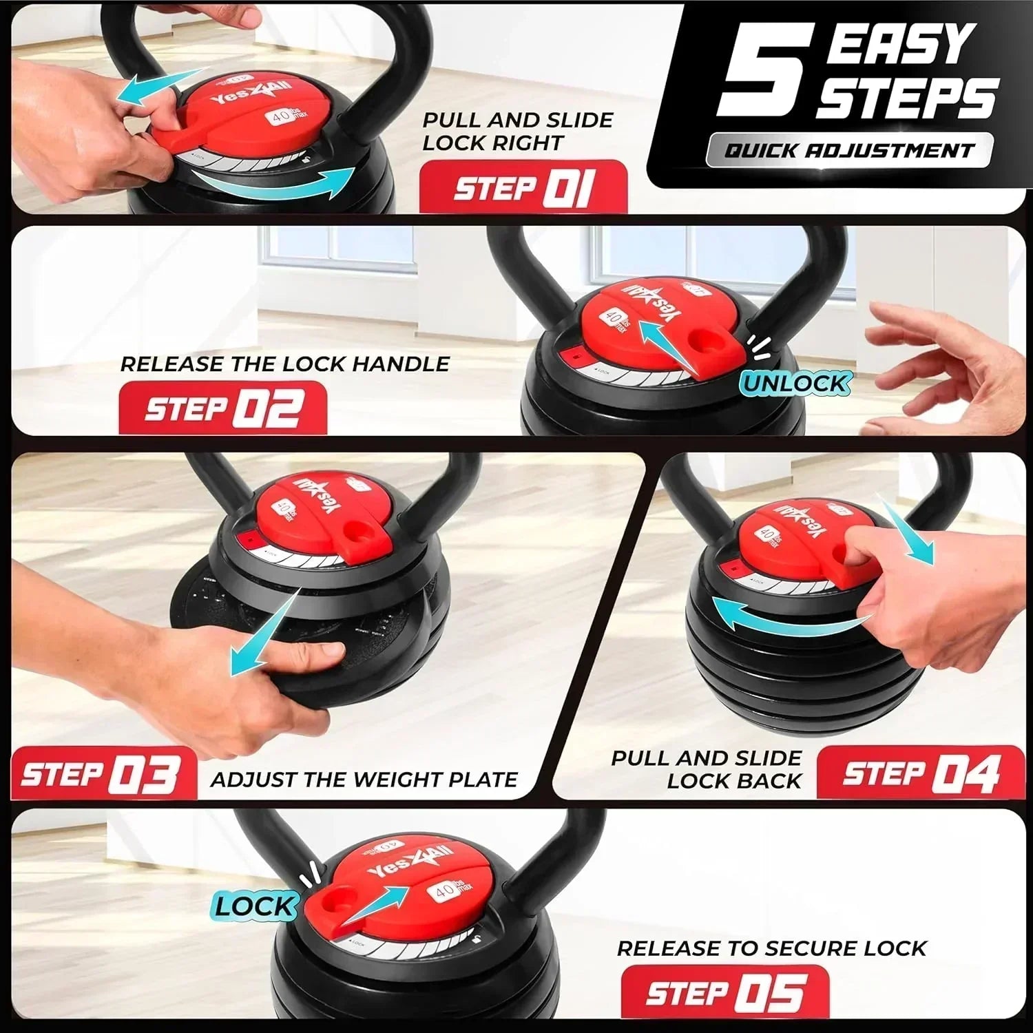 Yes4All Adjustable Kettlebell Kettle Grip Kettlebell Handle Convert to Kettlebells Weight Set wourant