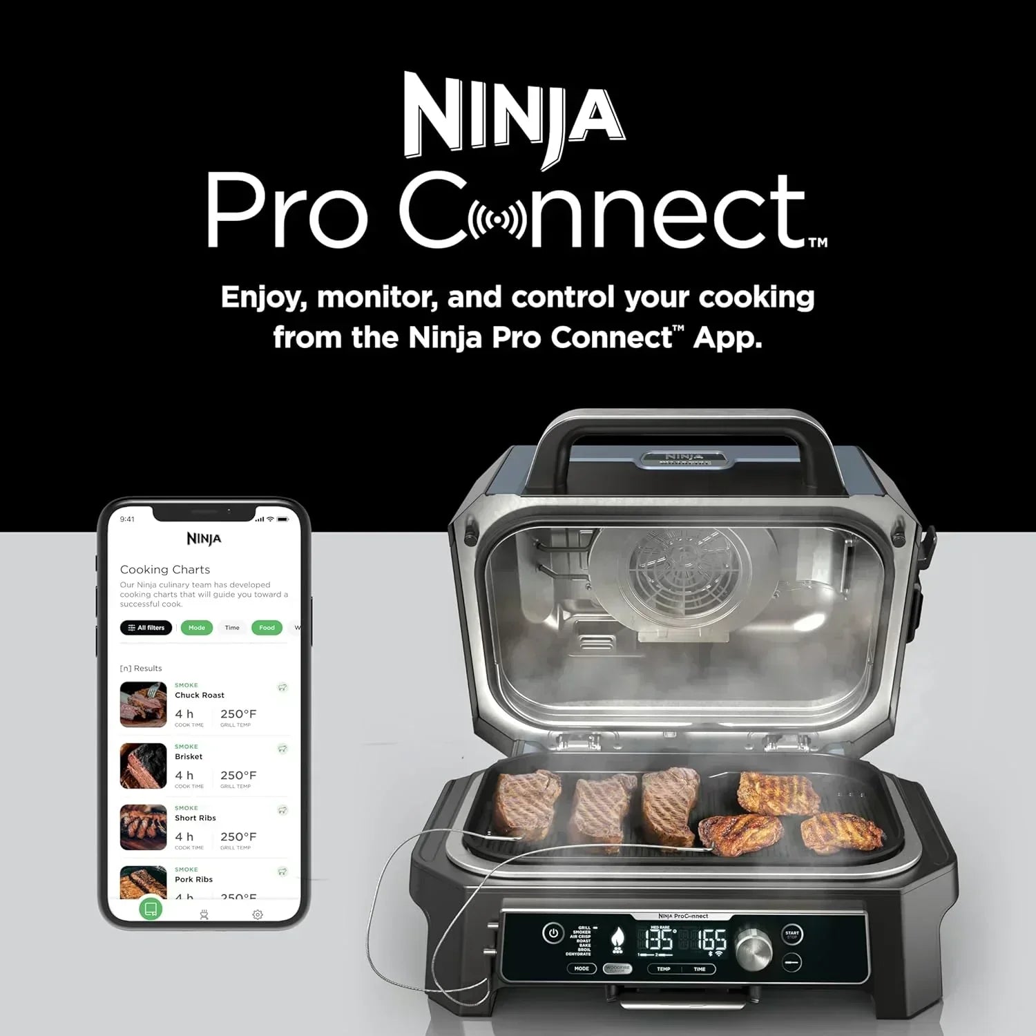 Ninja Woodfire Pro XL Outdoor Grill Smoker Thermometer 4-in-1 Master Grill BBQ Smoker Outdoor Air Fryer wourant