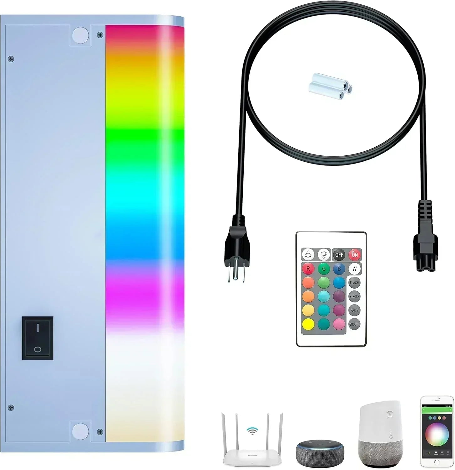 Smart under-cabinet lighting strip white and color-changing dimmable wourant