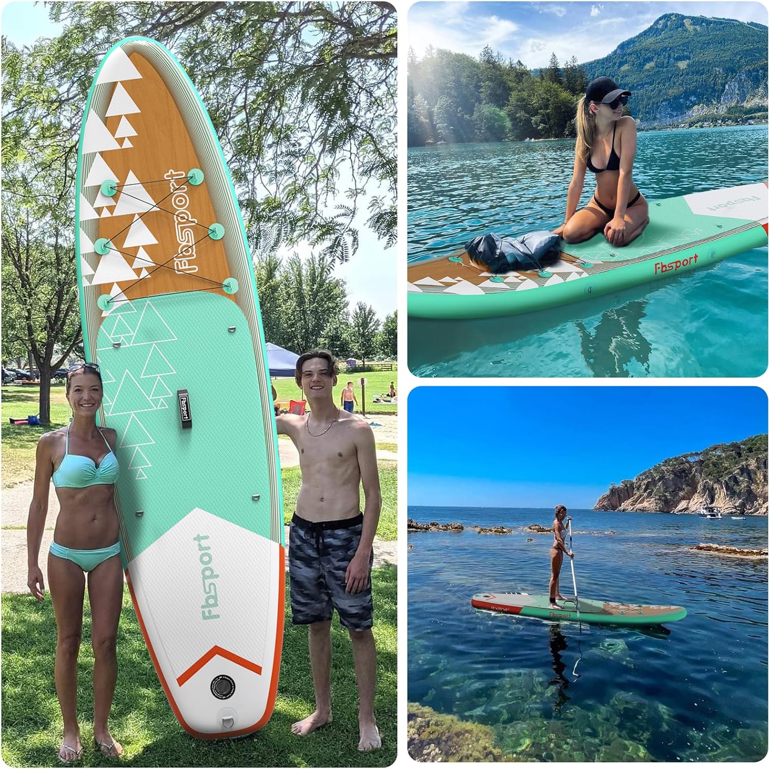 FBSPORT 11' Premium Stand Up Paddle Board Yoga Board with Durable SUP Accessories Carry Bag wourant