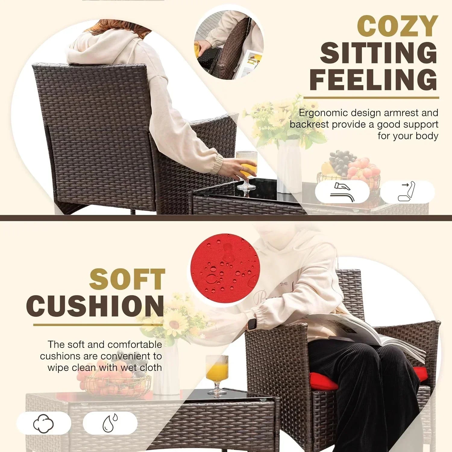 4 piece outdoor patio furniture set rattan chair wicker set wourant