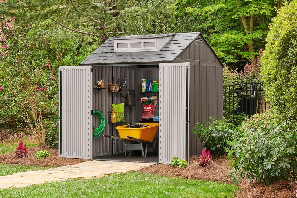 Rubbermaid Resin Outdoor Storage Shed With Floor Weather Resistant Gray Organization for Home wourant