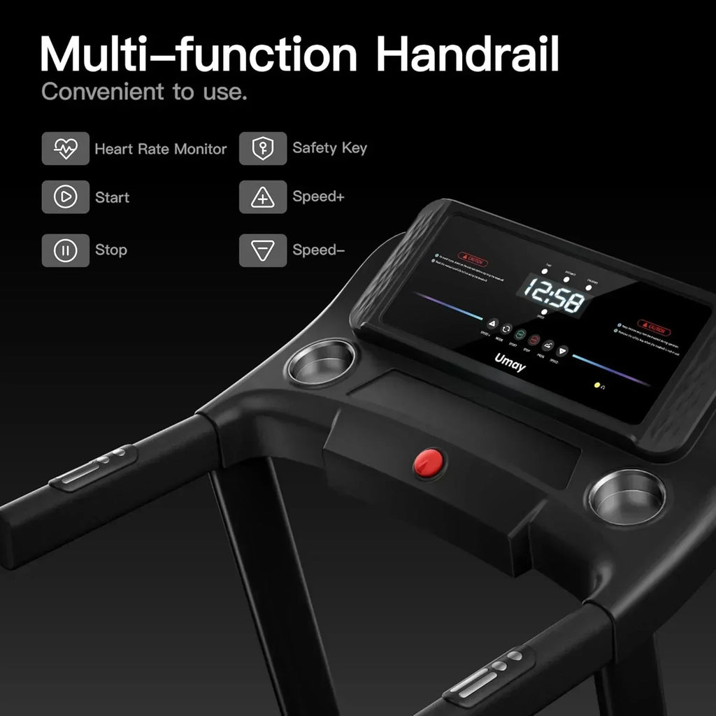 UMAY household folding tilt treadmill with heart rate sensor Low noise wourant