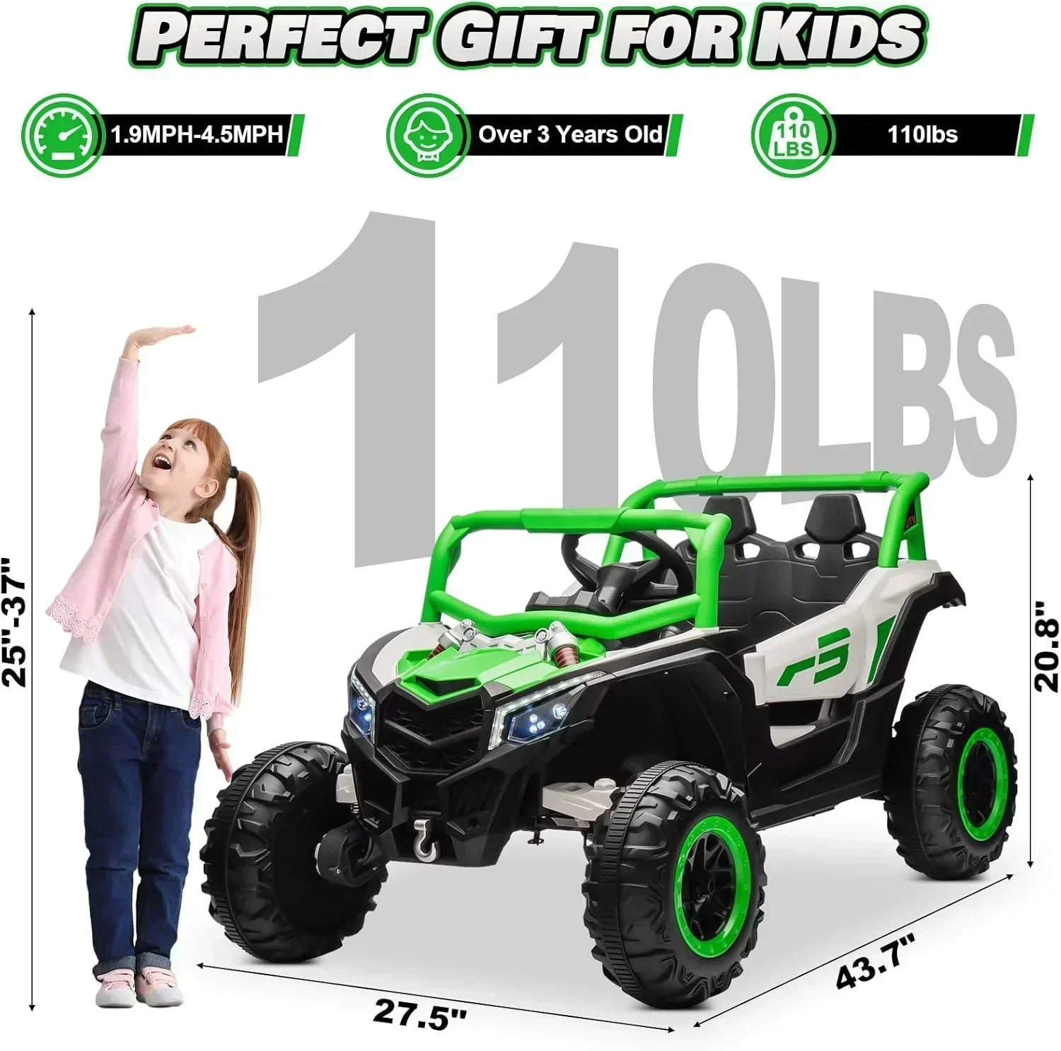 JOYRACER Kids Remote Control Car with 4 x 150W Motors Shock Absorbers Bluetooth MP3 Player wourant