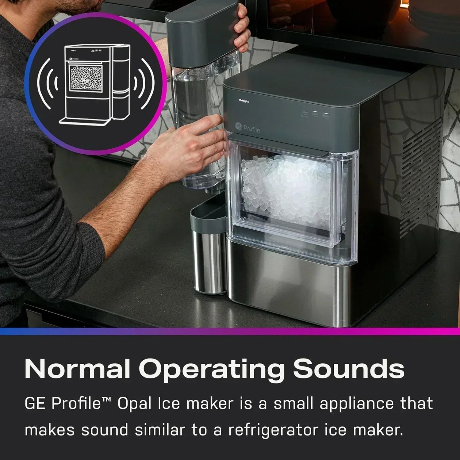 GE Profile Opal 2.0 with 0.75 Gallon Tank Chewable Crunchable Countertop Nugget Ice Maker wourant