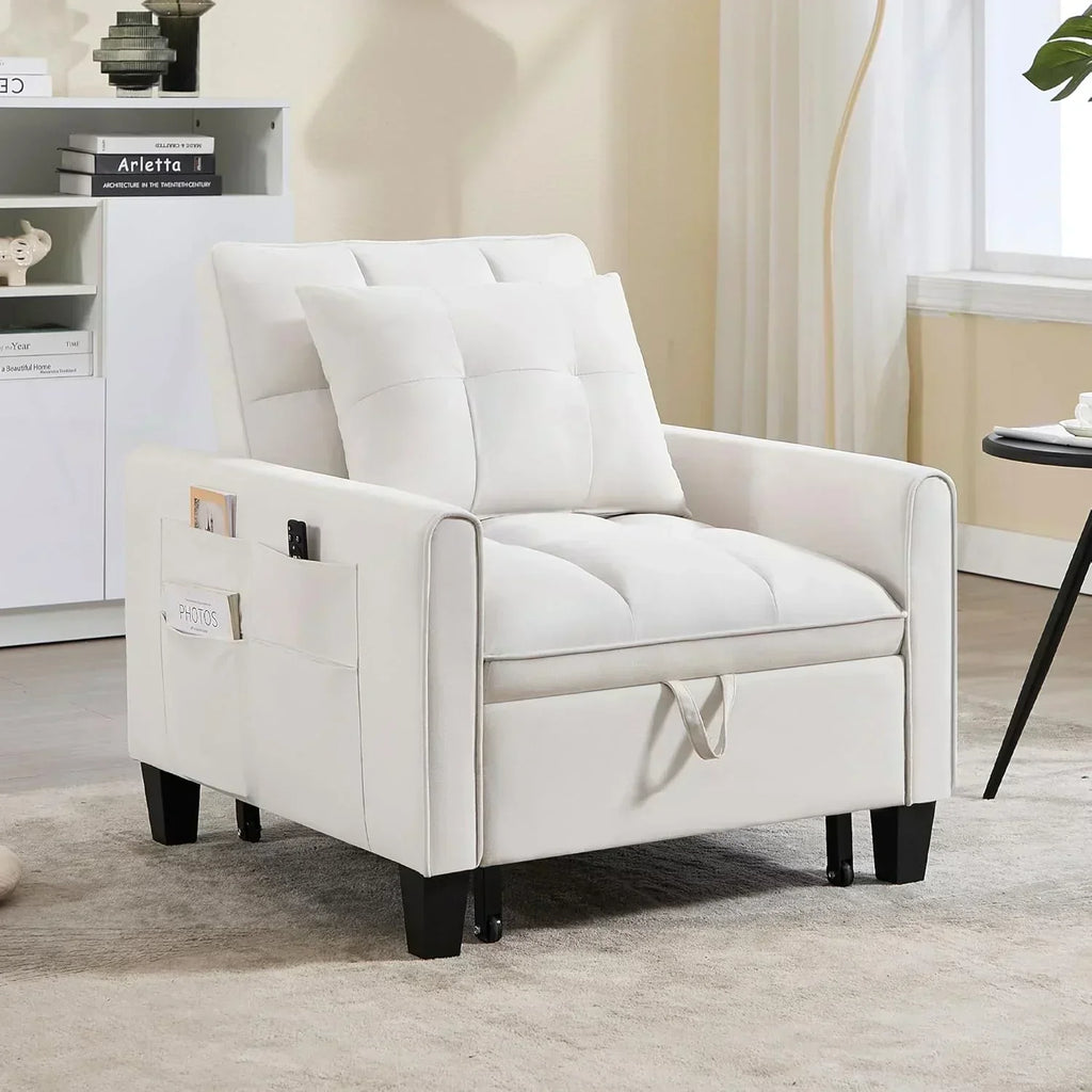 Convertible Sleeper Chair 3 in 1 Sleeper Chair Bed Pull Out Sofa Bed Chairs Velvet Single Sofa wourant
