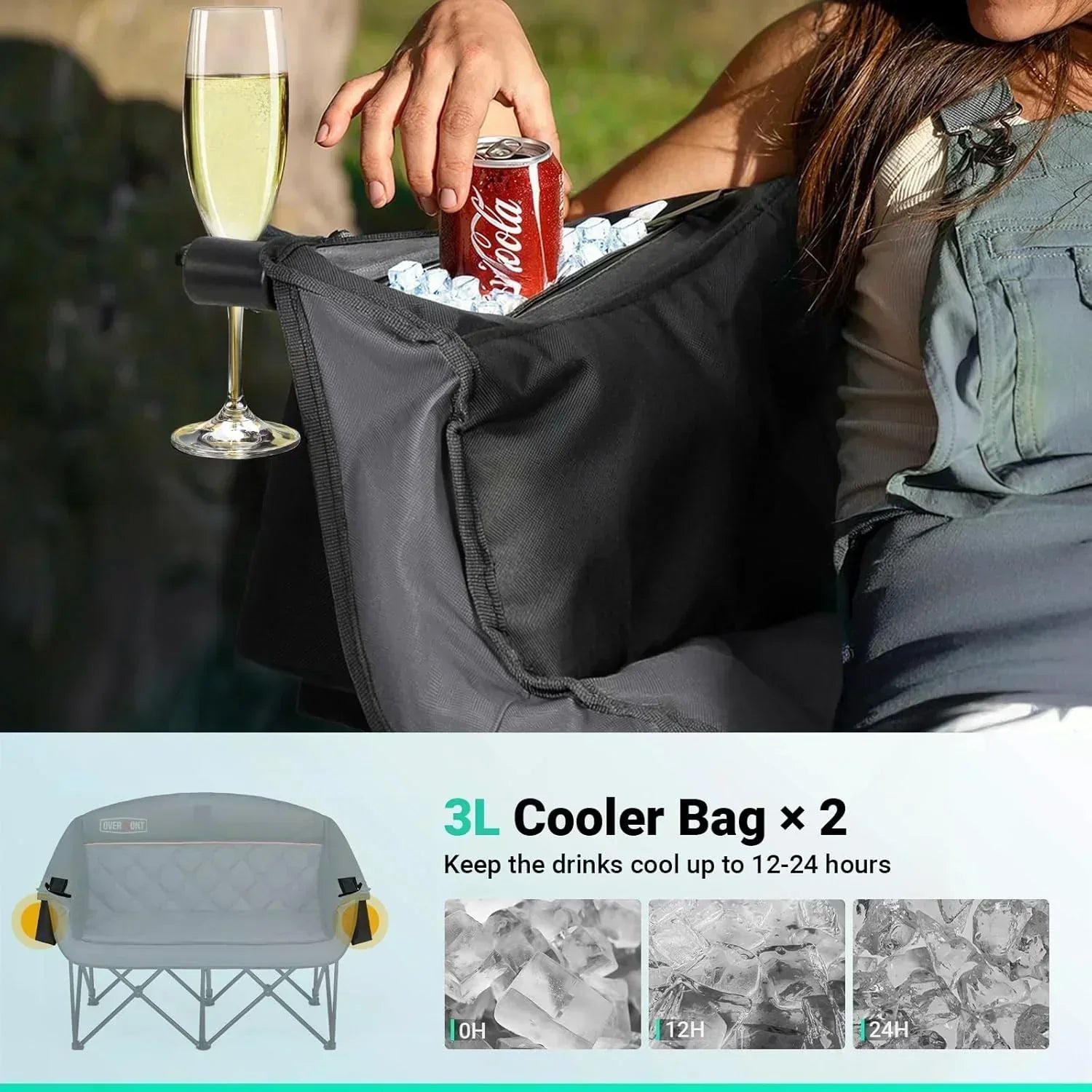 Extra Large Double Camping Chair 2 Person Comfortable Sofa Chair Adult Loveseat Lawn Chair wourant