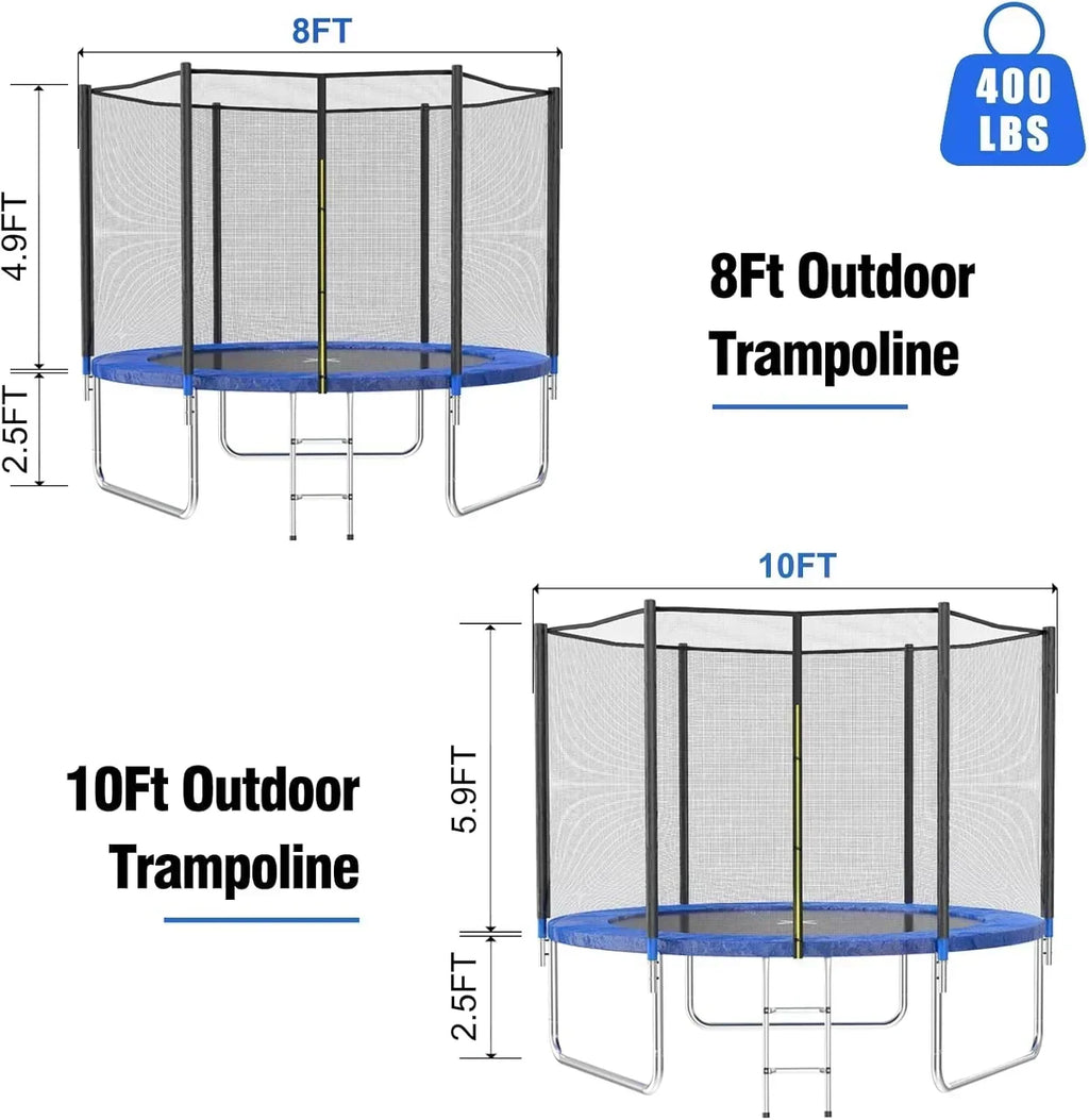 AOTOB 8FT 10FT 12FT 14 FT 15FT Trampoline with Safety Enclosure Net Outdoor Trampoline wourant
