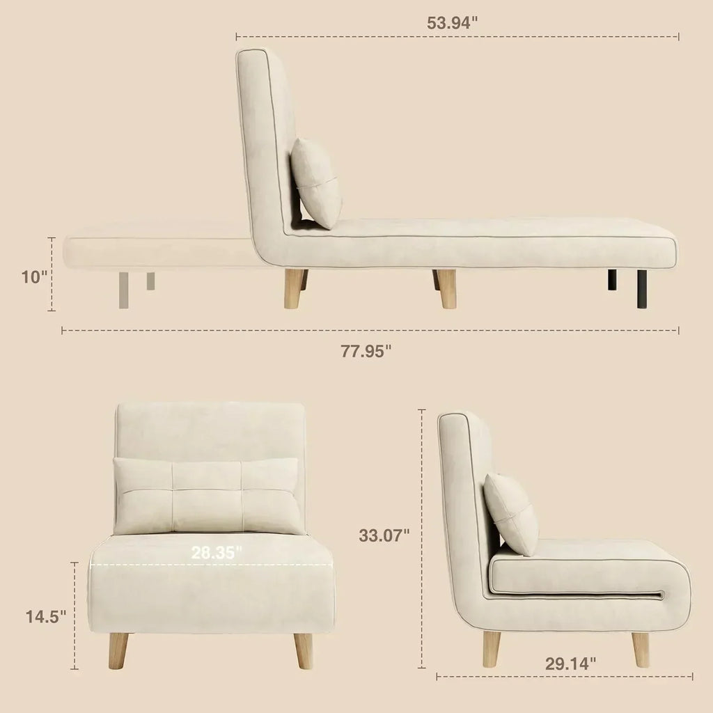 3-in-1 sleeper chair bed convertible chair bed futon sofa with adjustable backrest wourant