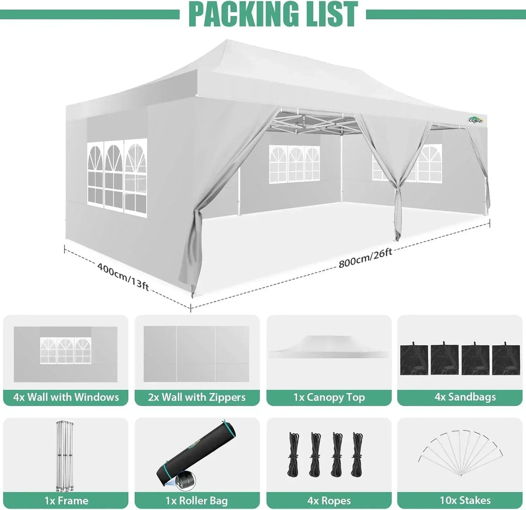 COBIZI 10x20 Heavy Duty Pop up Canopy Tent 6 sidewalls Commercial Canopy Wedding Party Tents wourant