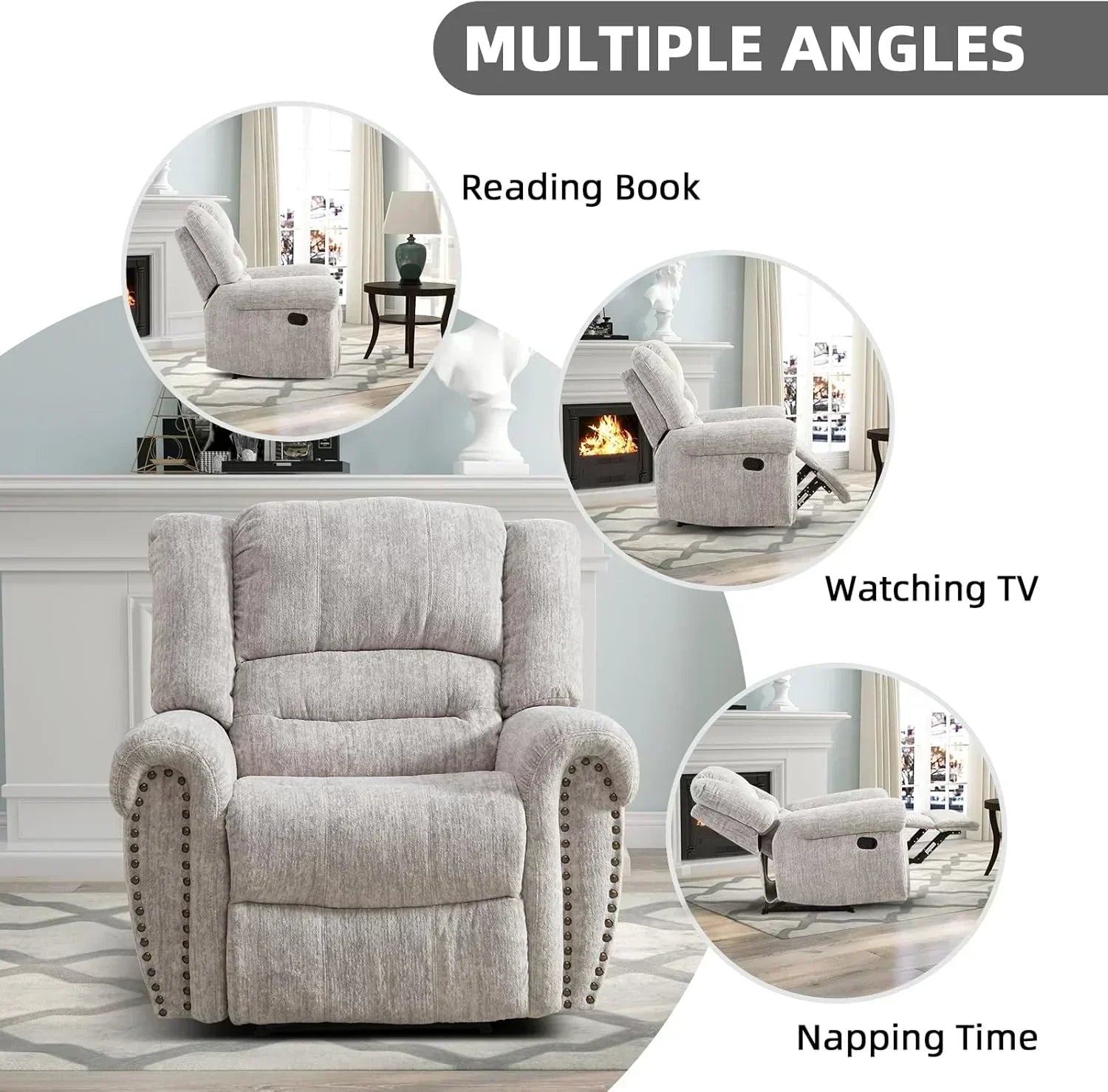 Leather recliner classic traditional manual recliner single sofa for living room wourant