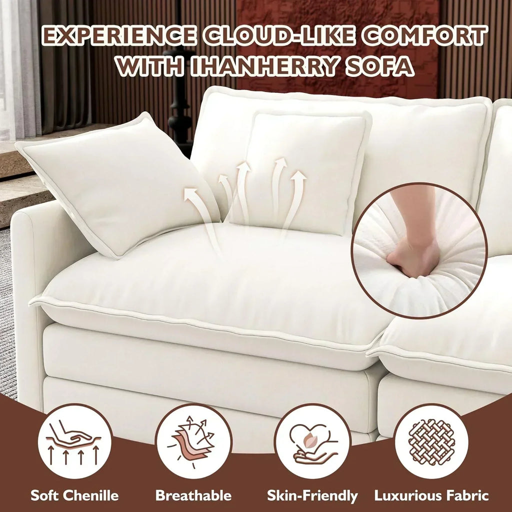 ihanherry 146-inch U-shaped modern sofa modular area cloud sofa wourant