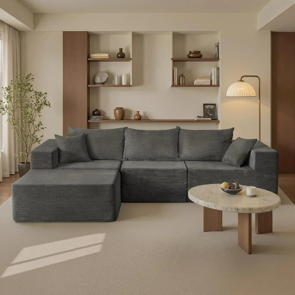 Cloud sofa with L-shaped lounge chair modern modular sofa with deep seats wourant
