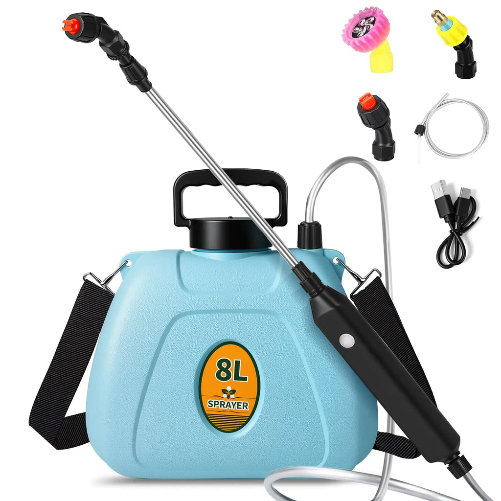 2 Gallon Electric Garden Sprayer 3 Speed Telescopic Wand 3 Nozzles USB Rechargeable Jumpsub