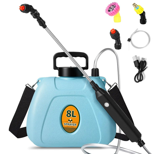 2 Gallon Electric Garden Sprayer 3 Speed Telescopic Wand 3 Nozzles USB Rechargeable Jumpsub