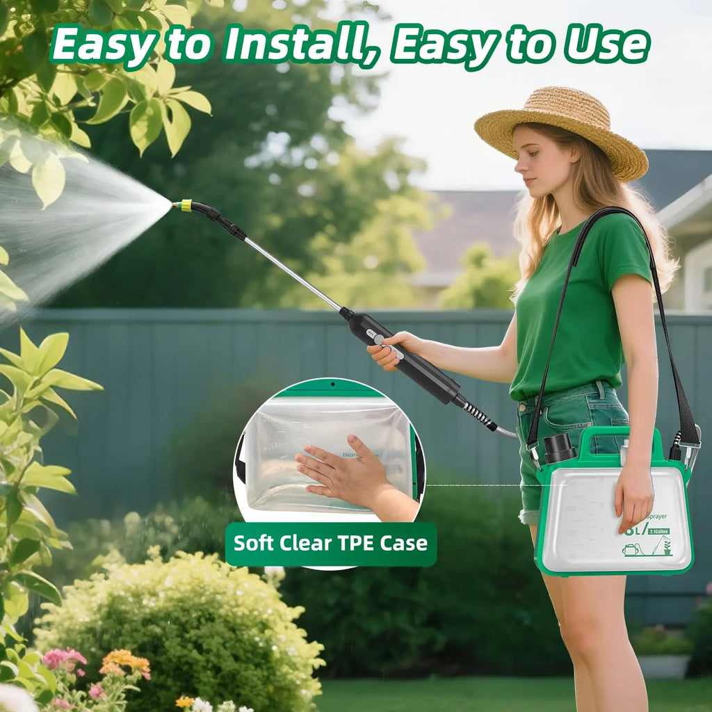 2 Gallon Electric Garden Sprayer Telescopic Wand 3 Nozzles USB Rechargeable 2500mAh Jumpsub