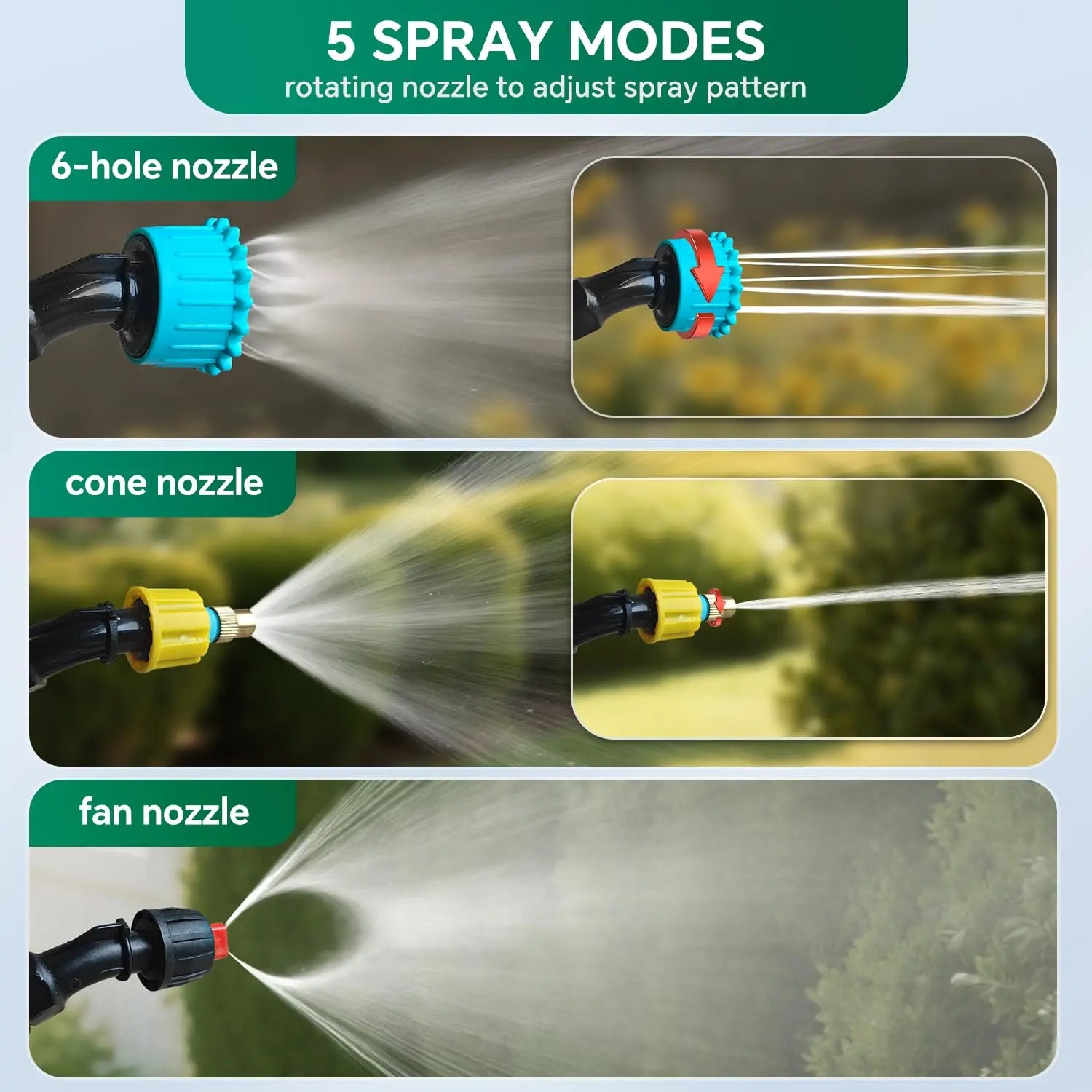 2 Gallon Electric Garden Sprayer Telescopic Wand 3 Nozzles USB Rechargeable 2500mAh Jumpsub