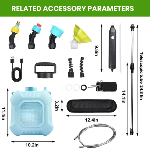 2 Gallon Electric Garden Sprayer Retractable Wand 4 Nozzles USB Rechargeable 2000mAh Jumpsub