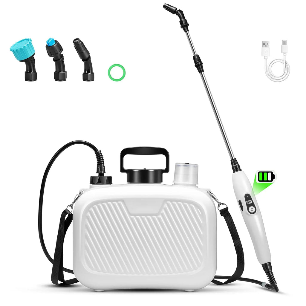 2 Gallon Electric Garden Sprayer Ergonomic Handle 3 Nozzles USB Rechargeable 2200mAh Jumpsub