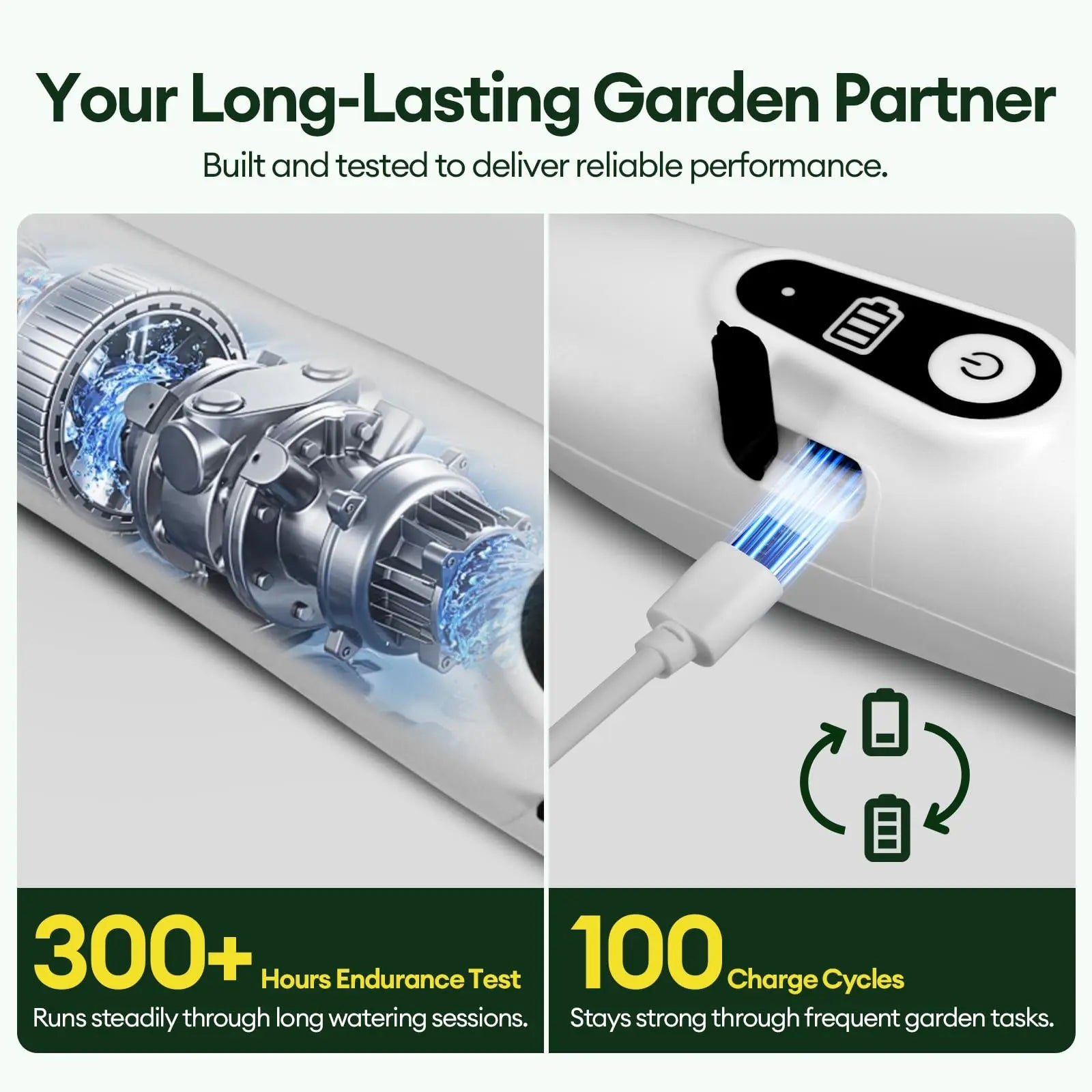 2 Gallon Electric Garden Sprayer Ergonomic Handle 3 Nozzles USB Rechargeable 2200mAh Jumpsub