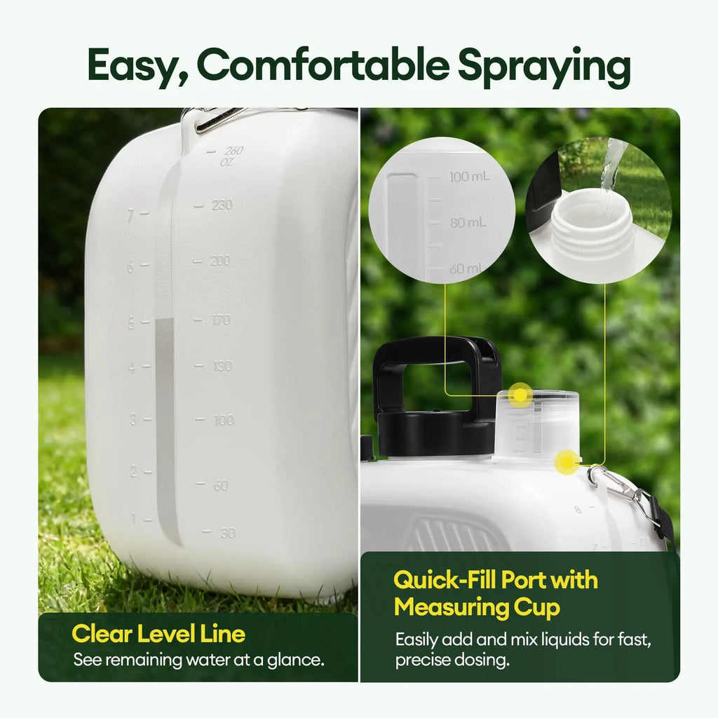 2 Gallon Electric Garden Sprayer Ergonomic Handle 3 Nozzles USB Rechargeable 2200mAh Jumpsub