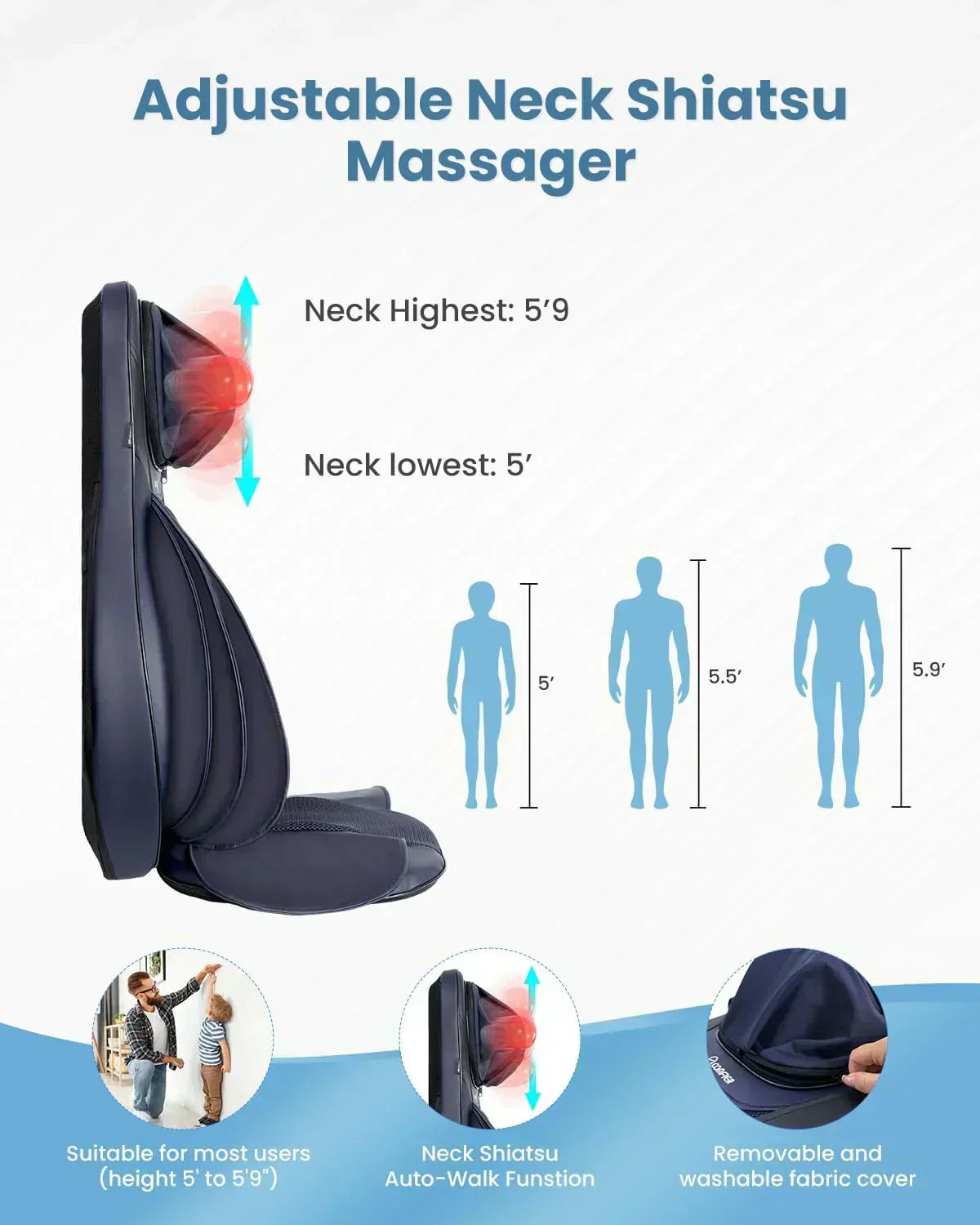 COMFIER Massager Chair with Heat Shiatsu Neck Back Massager Portable with Compress wourant