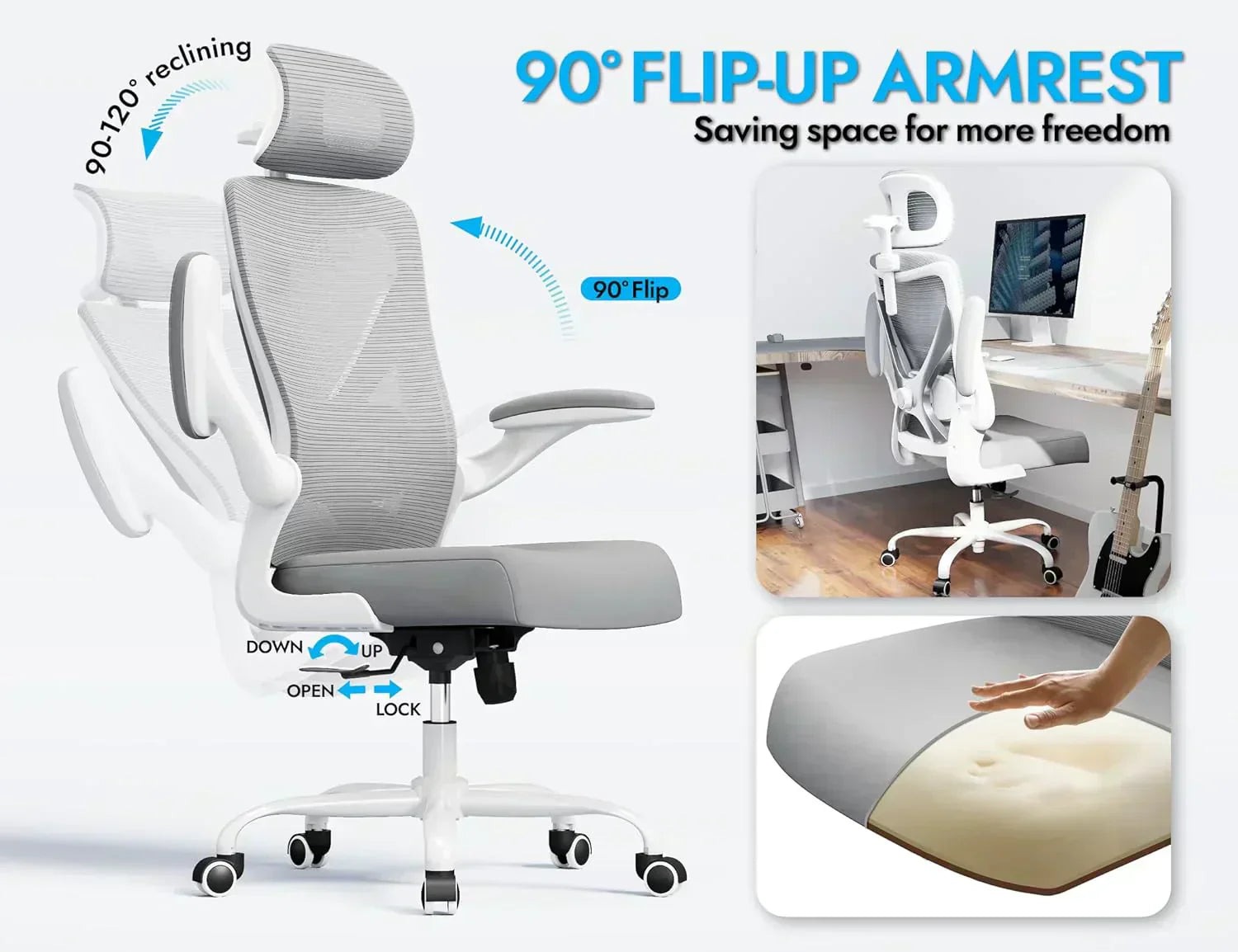 Office computer desk and chair gaming chair with lumbar support and headrest wourant