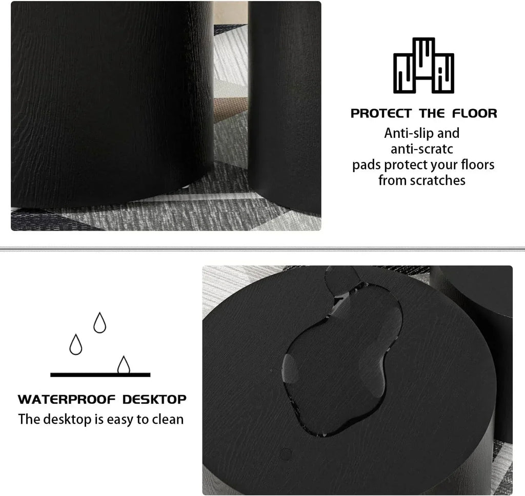 Nesting Coffee Table Set of 2 Modern Round Coffee Table with Non-Slip Feet Circle Accent Tables wourant