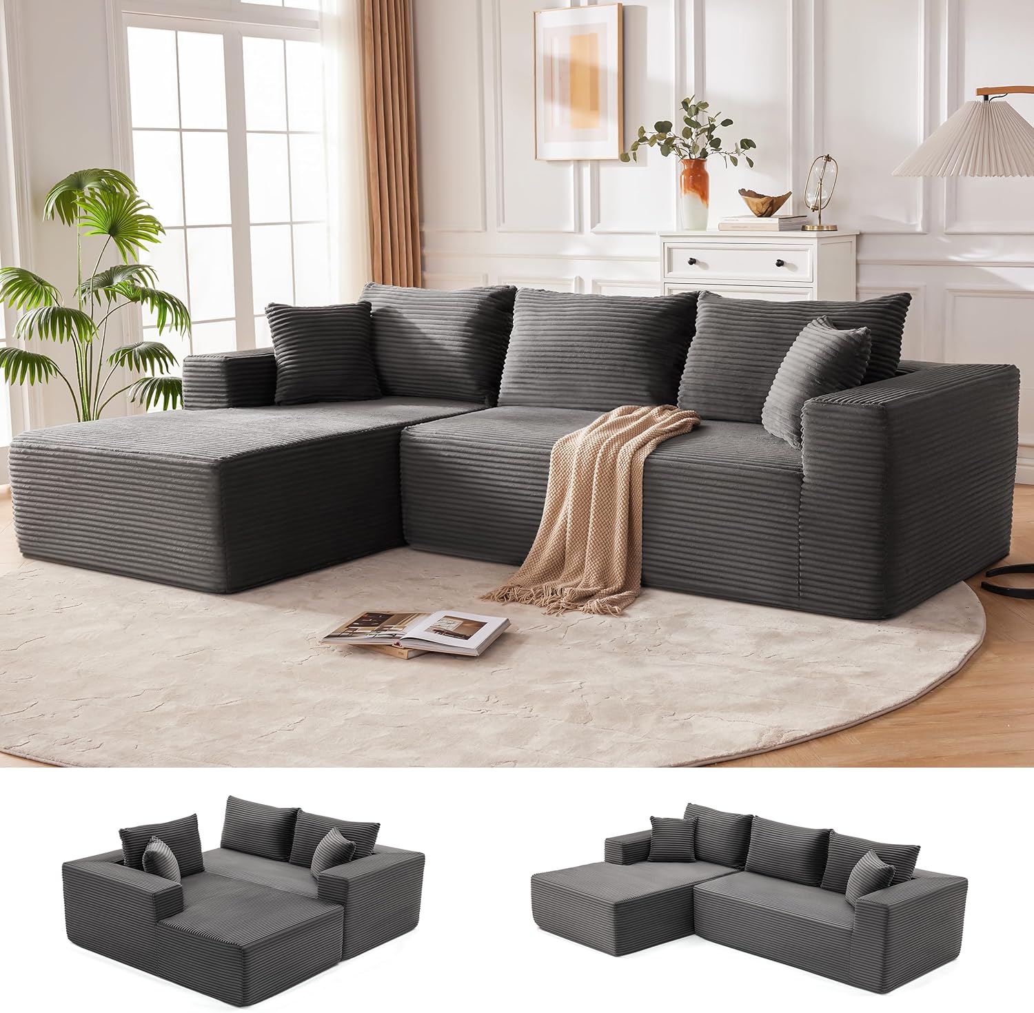110-inch cloud sofa boneless sofa in the living room modular sofa with deep seats wourant