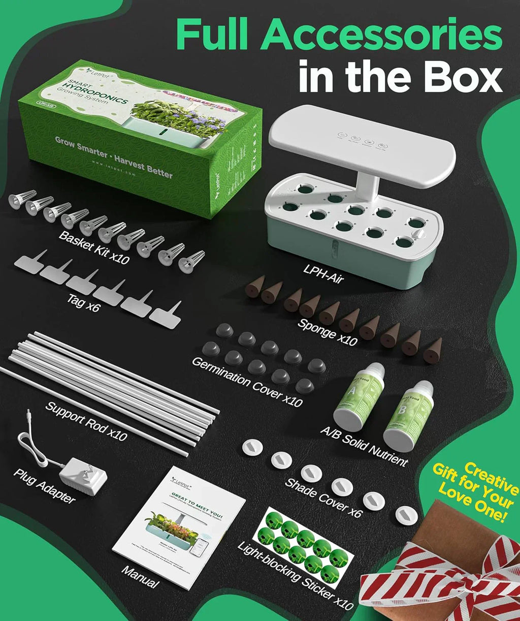 Hydroponic Planting System Kit App and WiFi Controlled Indoor Garden Full Spectrum Grow Light wourant
