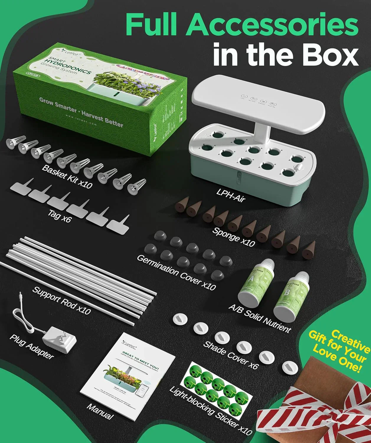 Hydroponic Planting System Kit App and WiFi Controlled Indoor Garden Full Spectrum Grow Light wourant