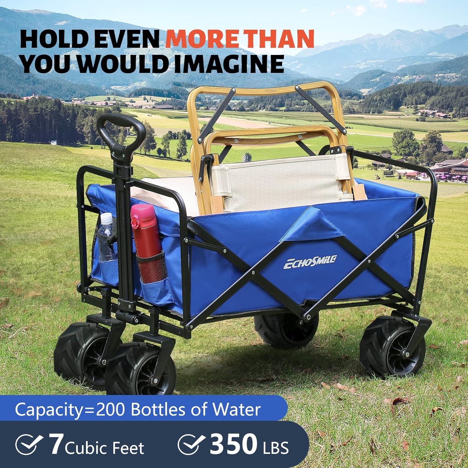Heavy Duty 350 lb Capacity Foldable Caravan Outdoor Folding Camping Caravan Portable Grocery Cart wourant