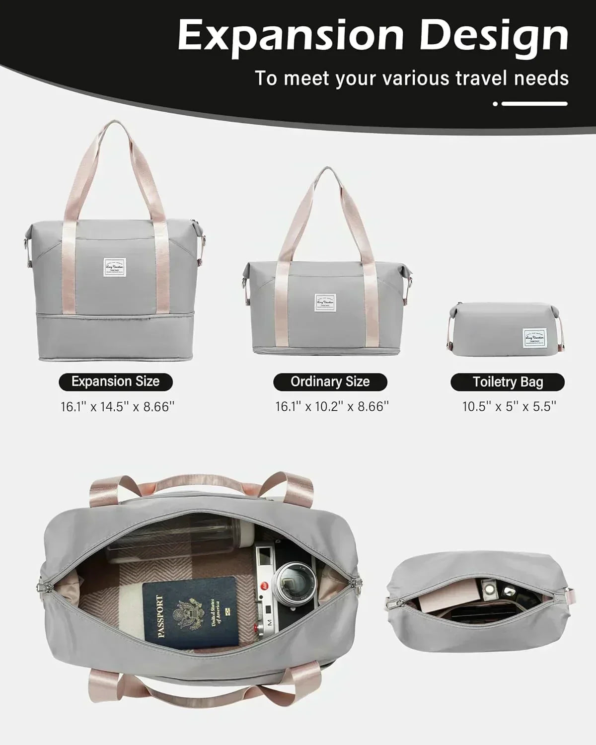LONG VACATION 6 Piece Luggage Set Carry on Suitcase with ABS+PC hardshell Spinner Wheels wourant