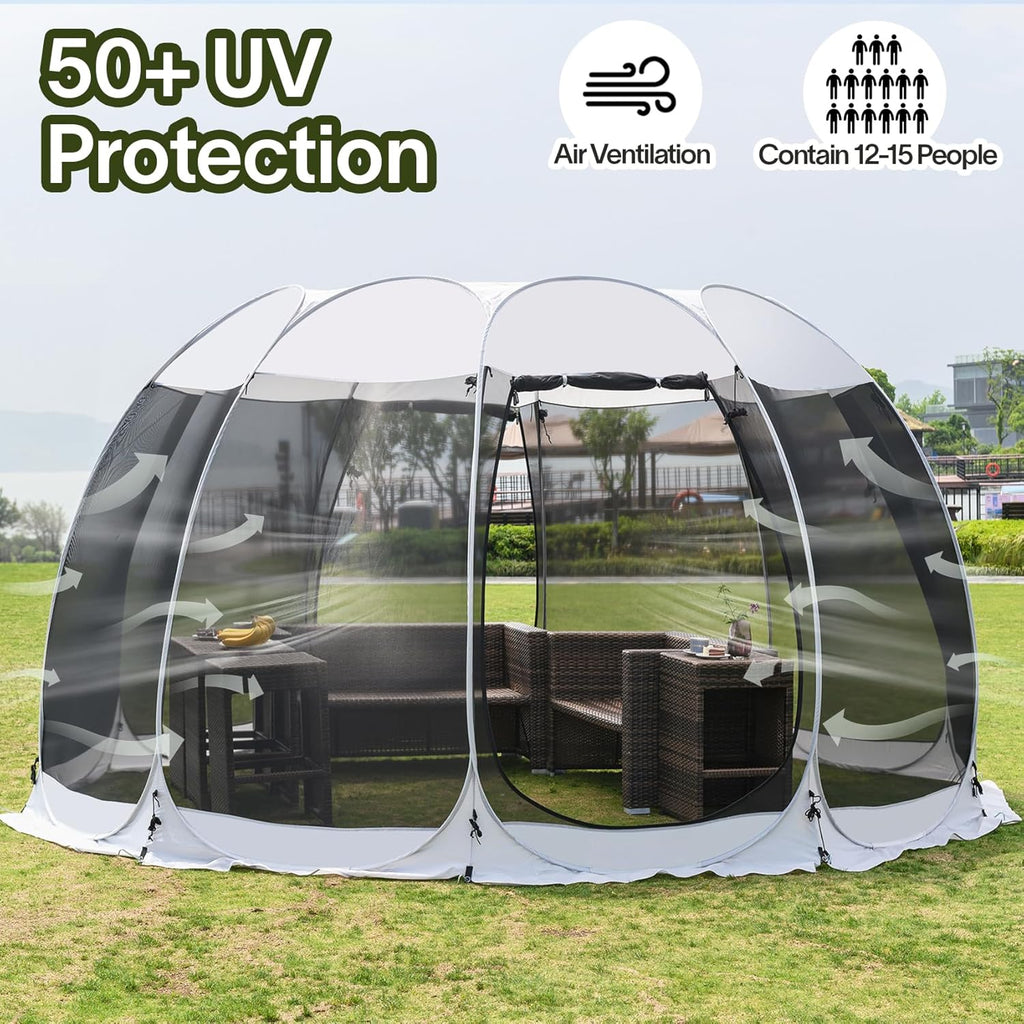 Screen gazebo sleeps 6-10-15 people Igloo-style canopy tent mosquito net on the sides Perfect wourant