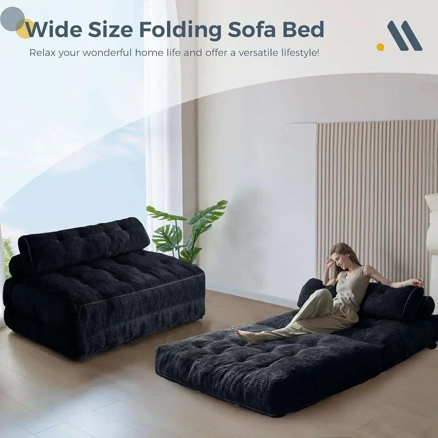 MAXYOYO Folding Sofa Bed Convertible Sleeper Chair with Pillow Foldable Mattress with Back Support wourant