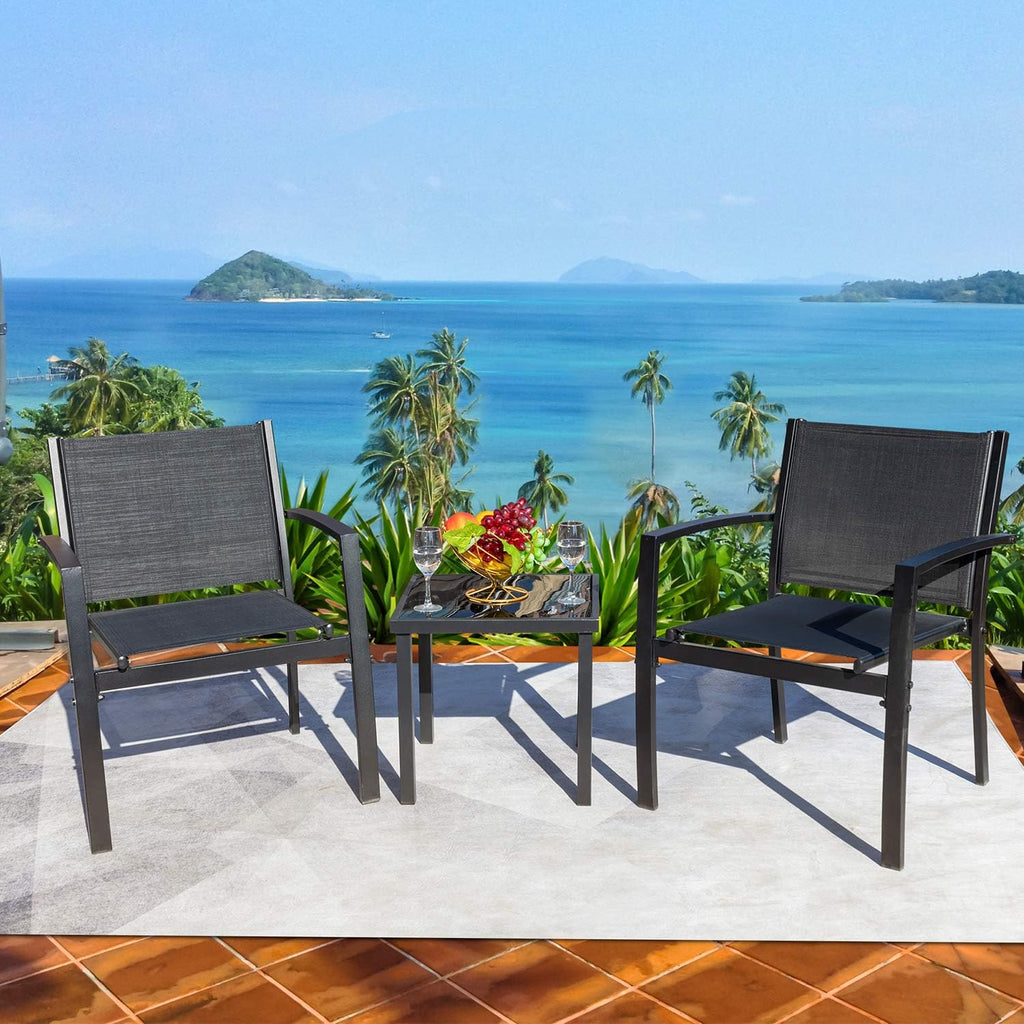 Homall Patio Dining Set 7 Pieces Outdoor Furniture Table and 6 Textilene Chairs Light Grey wourant