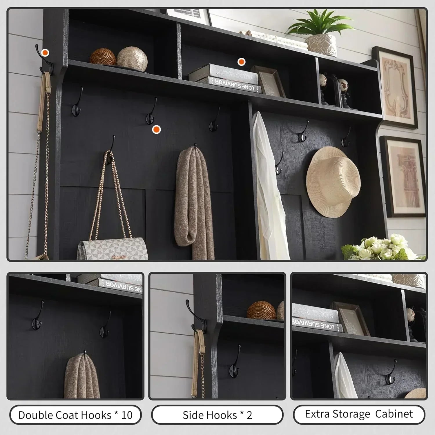 JXQTLINGMU 59-inch Farmhouse Foyer Tree Shoe Storage Entryway Bench Foyer Coat Rack Cabinet wourant
