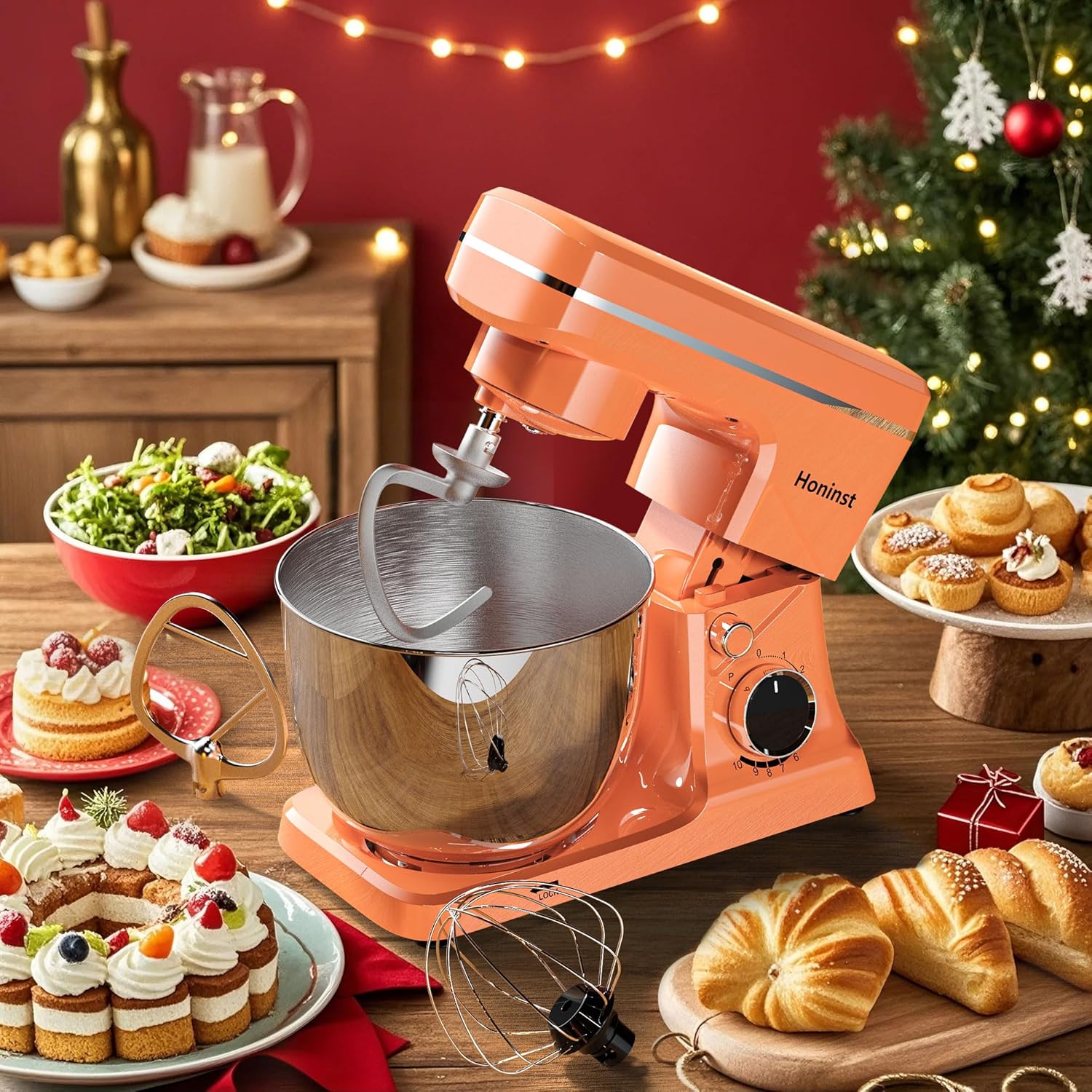 10-Speed Stand Mixer with 8-in-1 Splash Guard Tilt Head 6-Quart Stainless Steel Bowl wourant