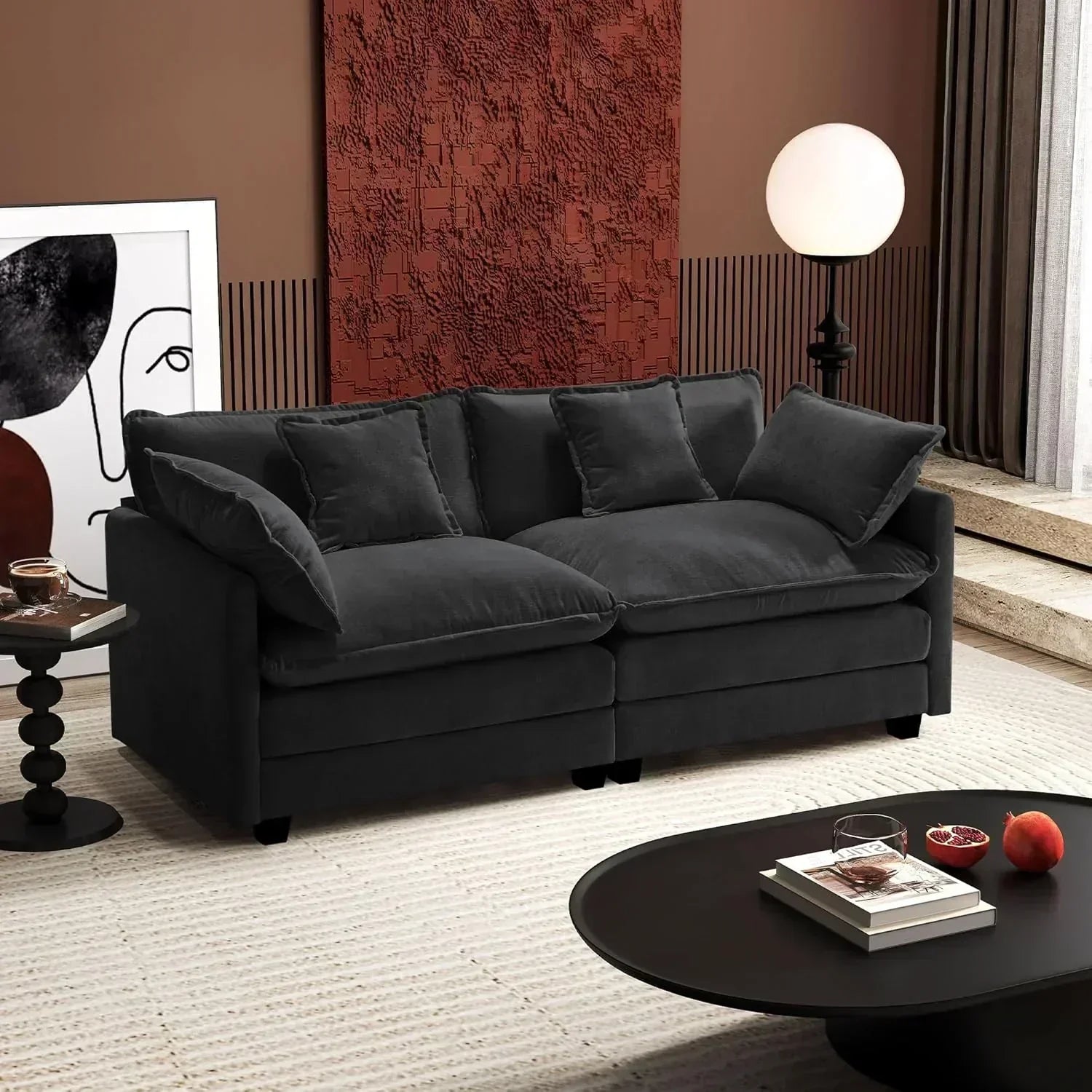 111.4 Inch L Shaped Modern Sofa Modular Cloud Sofa with Ottoman 4 Seater Chenille Deep Seat Sofa wourant