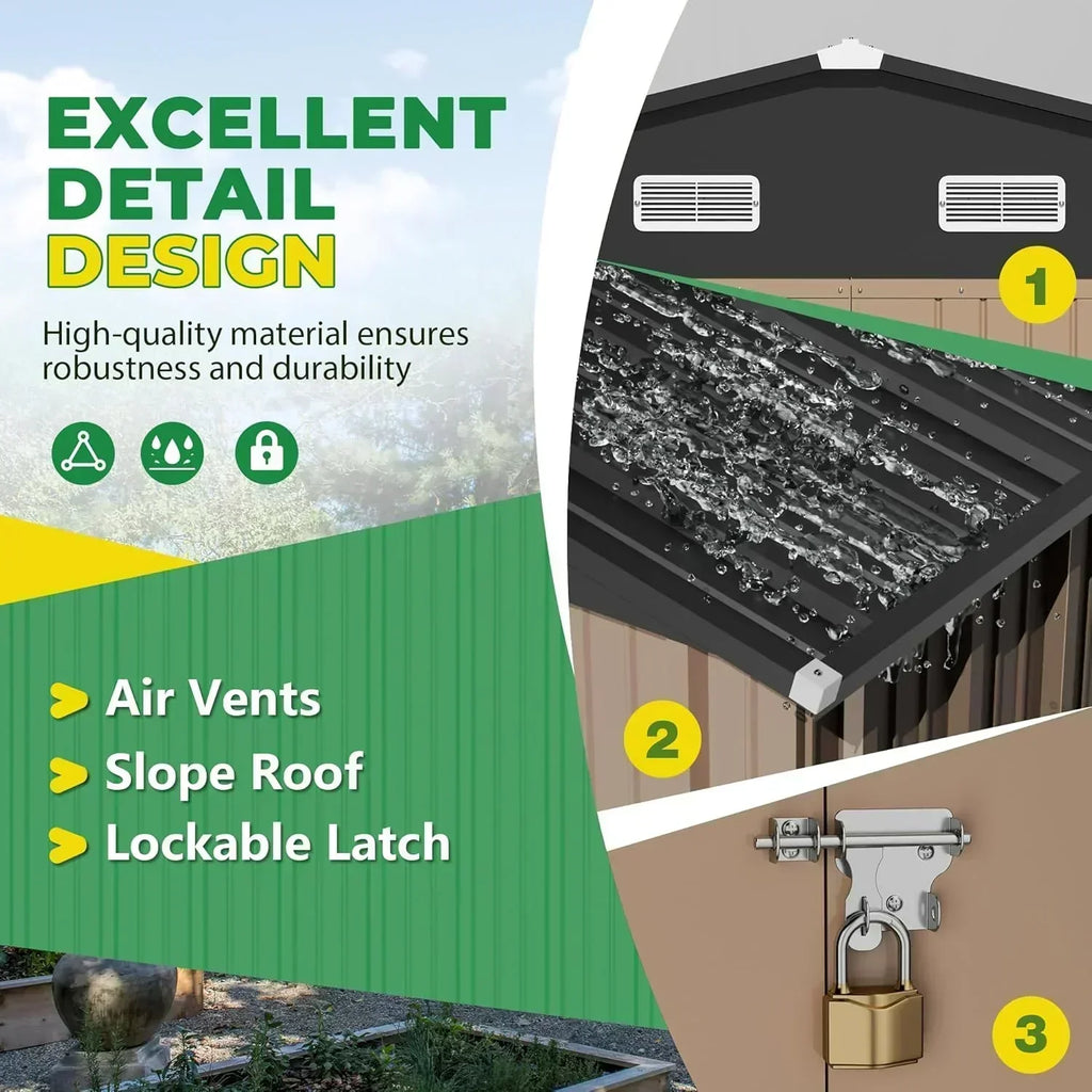 Devoko Outdoor Storage Shed Lockable Metal Garden Shed Steel Anti-Corrosion Storage House wourant